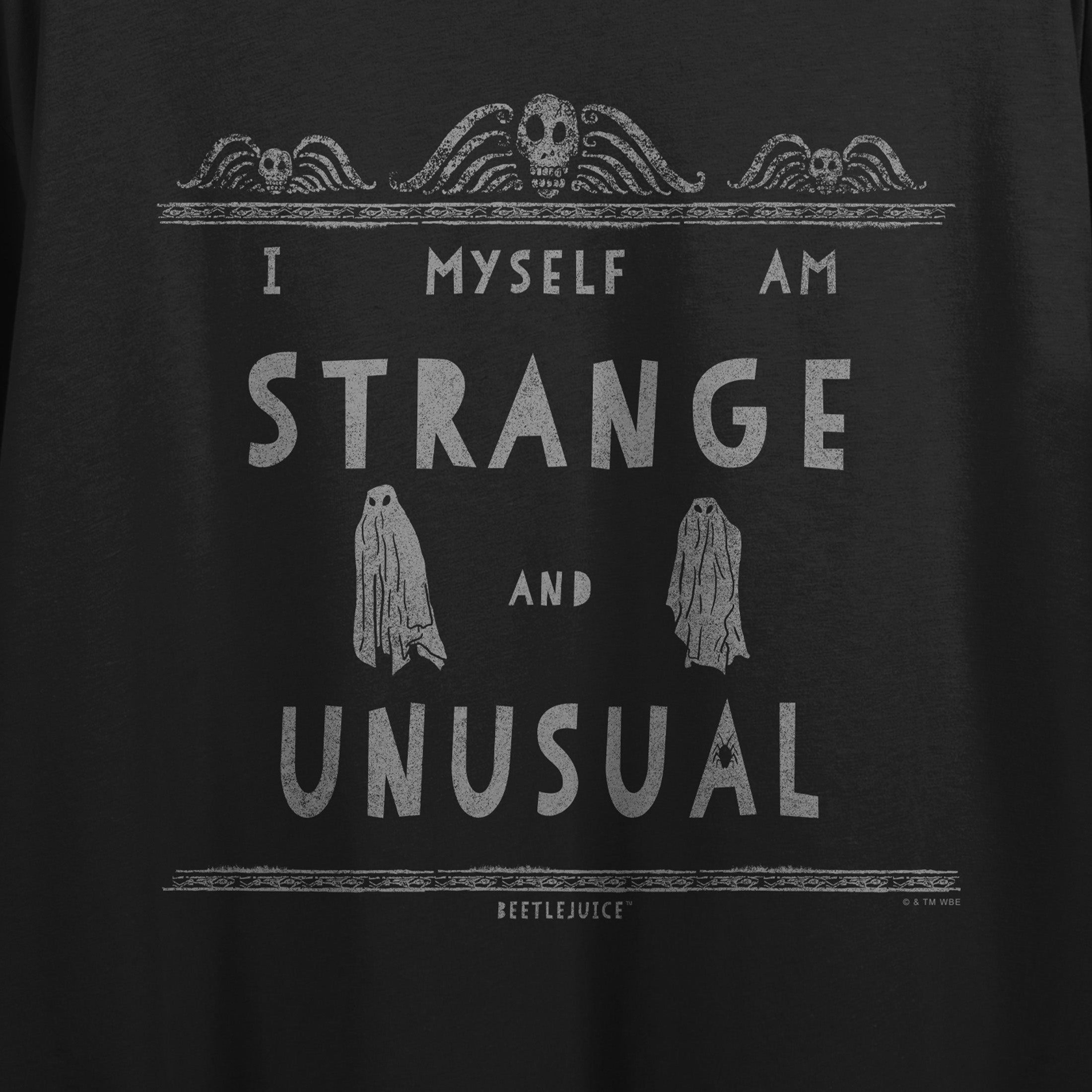 Beetlejuice I Myself Am Strange and Unusual Women's Black Short Sleeve Cropped Tee