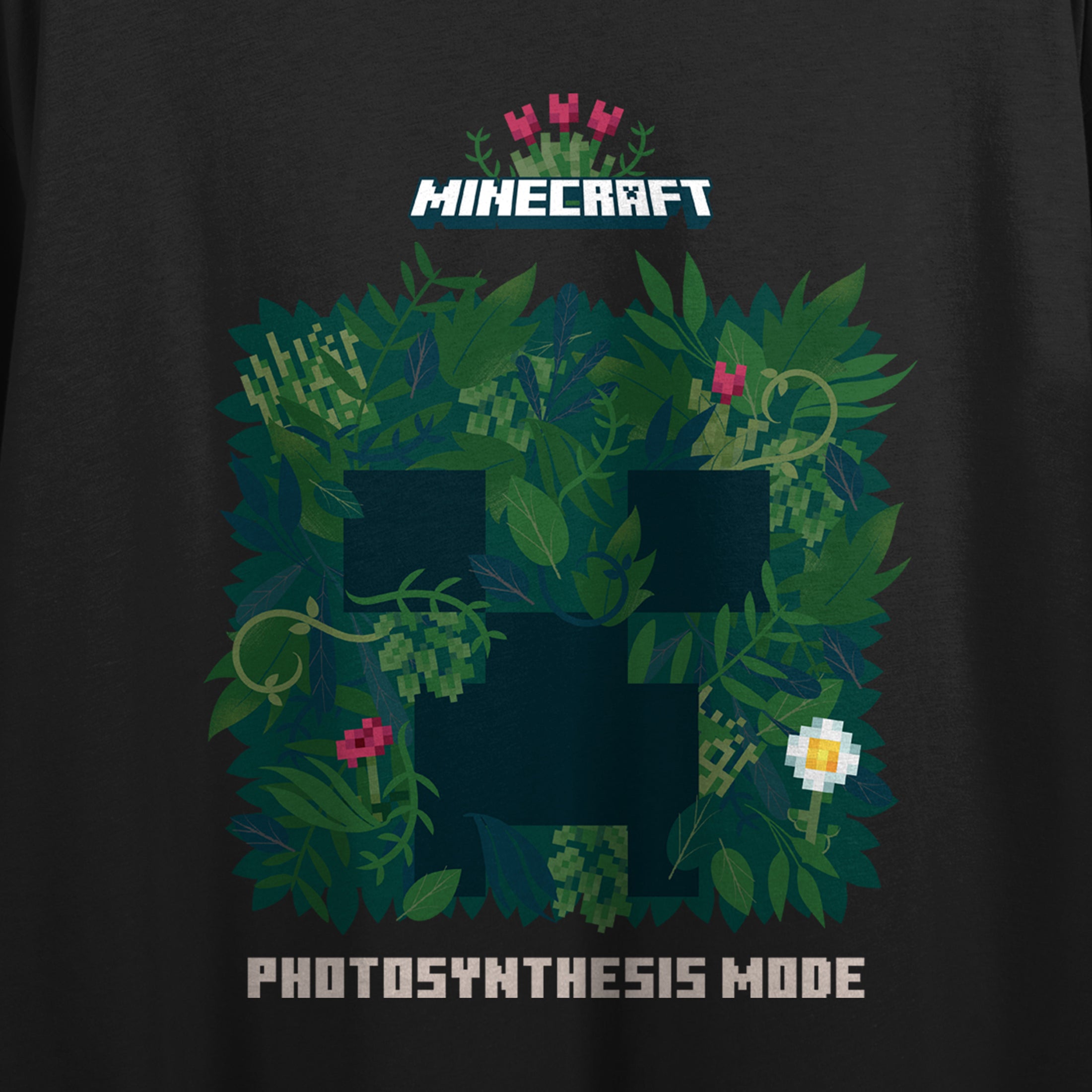 Minecraft Photosynthesis Mode Crew Neck Short Sleeve Women's Black Crop Top
