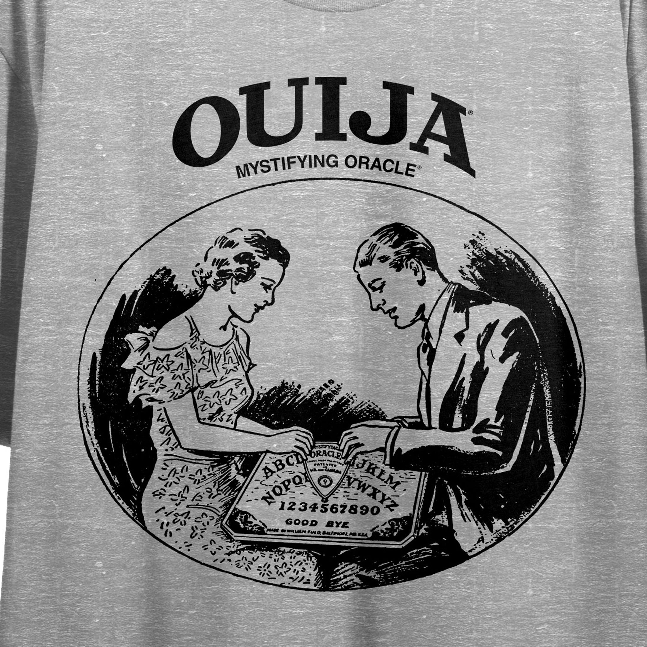 Playing Ouija Game Art Women's Heather Gray Basic Crop Boyfriend Tee