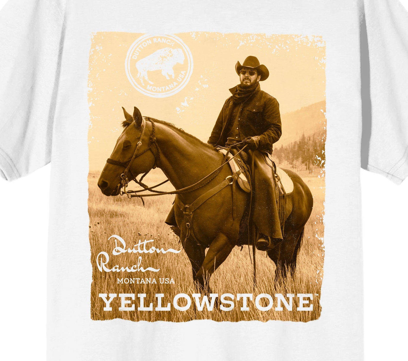 Yellowstone Rip Wheeler On Horse Poster Art Crew Neck Short Sleeve Women's White T-shirt