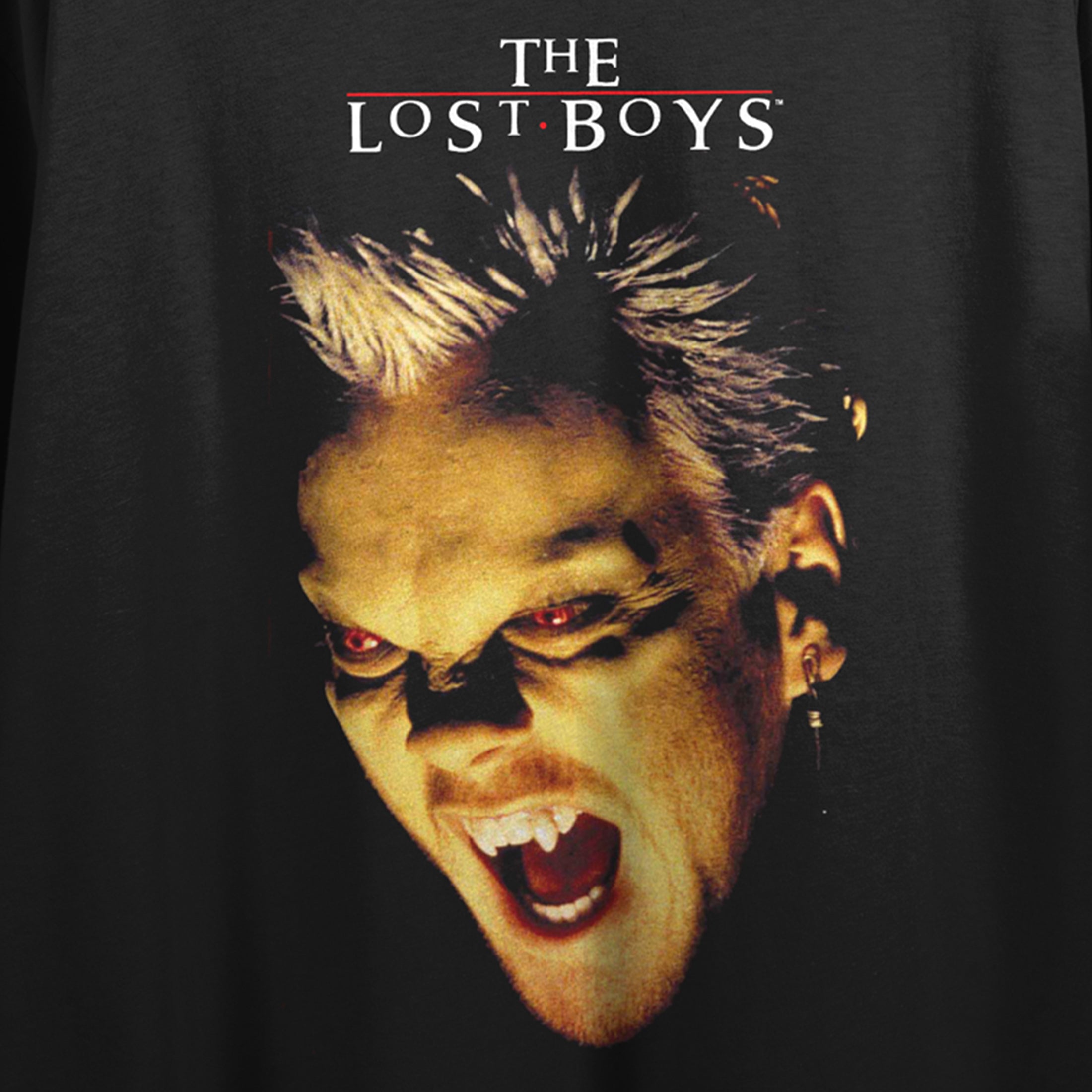 Lost Boys David Face Art Crew Neck Short Sleeve Women's Black Crop T-shirt