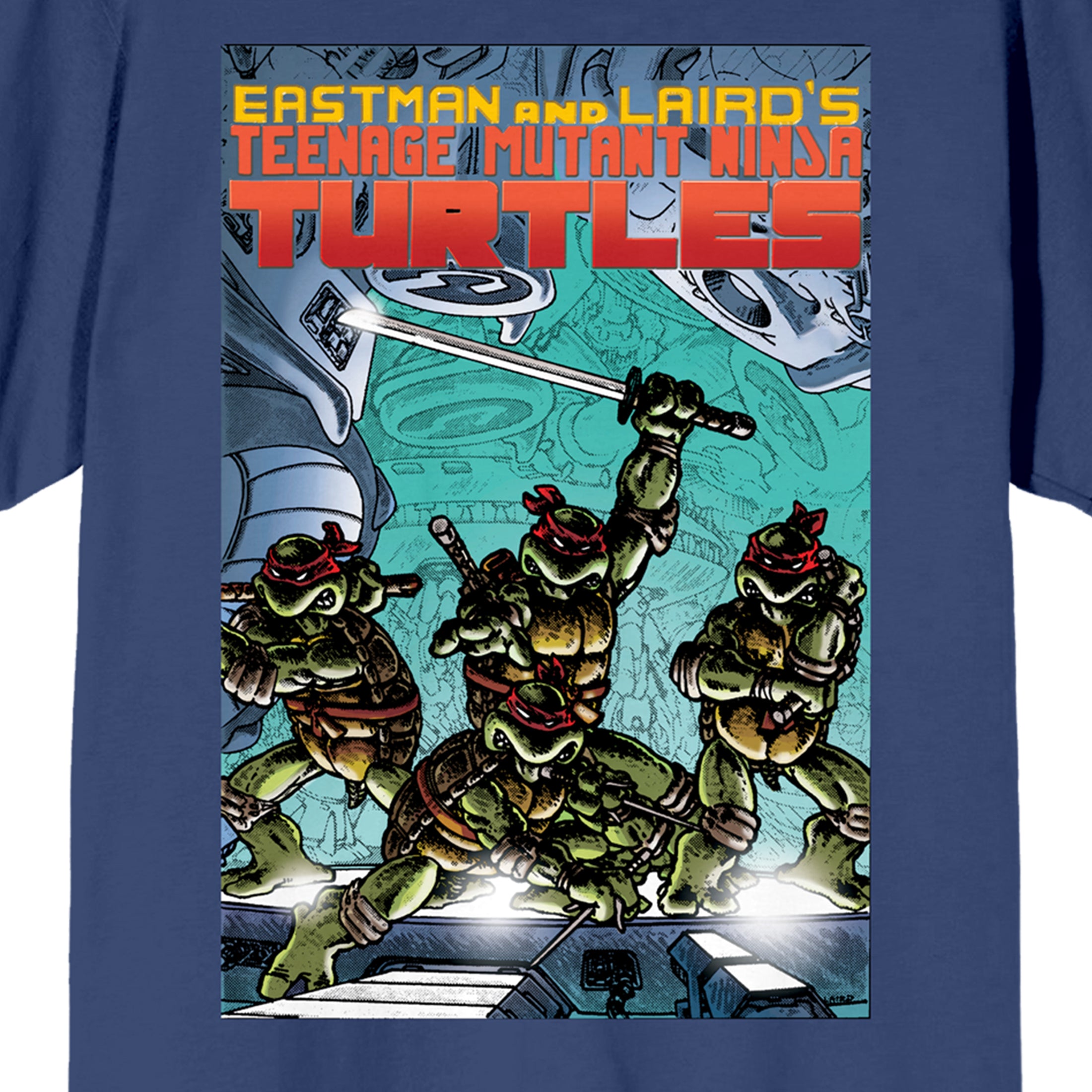 TMNT Comic Origins Cover Art Crew neck Short Sleeve Navy Women's T-shirt