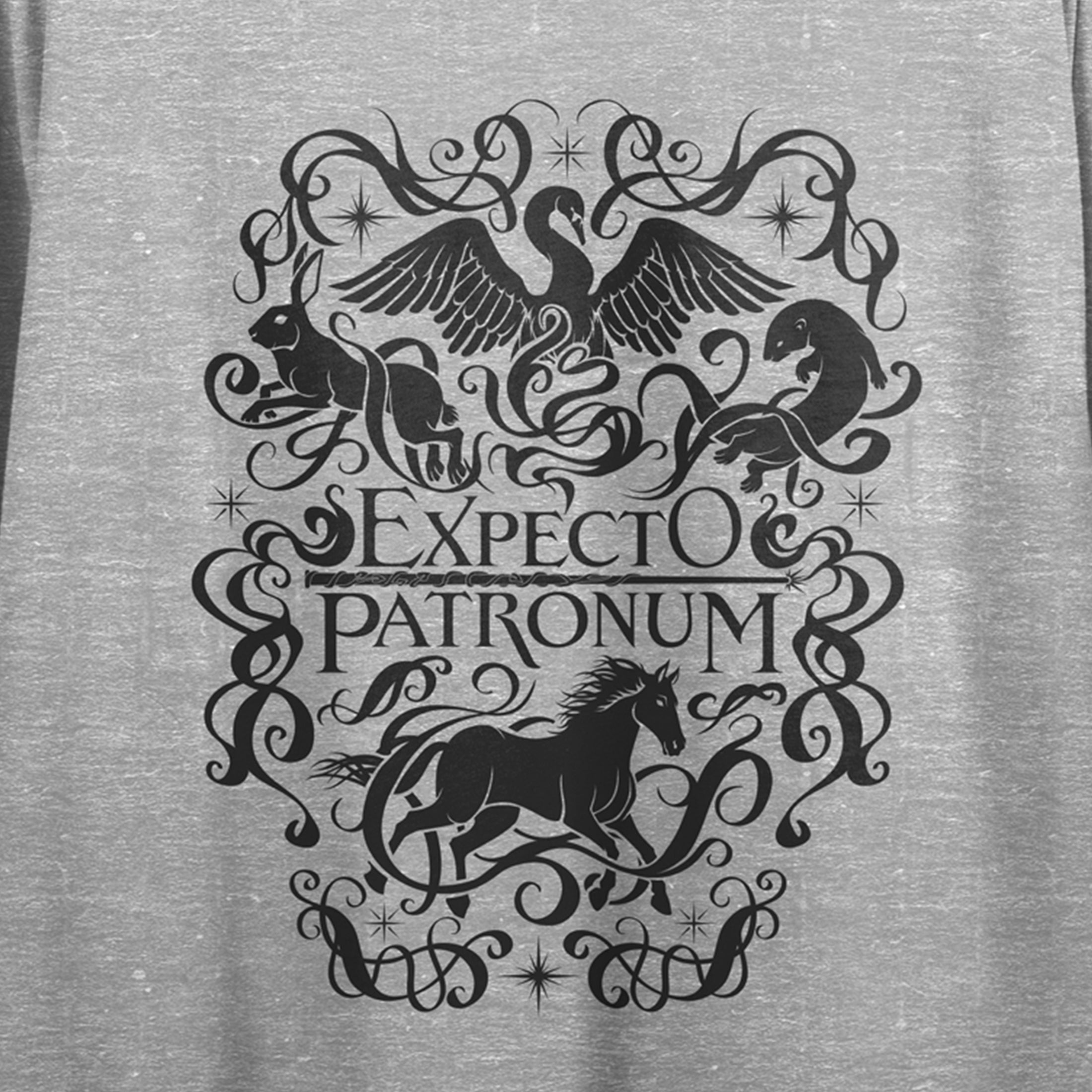 Harry Potter Expecto Patronum Women's Heather Gray Short Sleeve Crew Neck Crop Tee