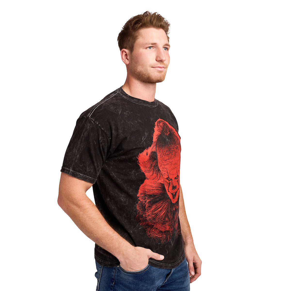 It Chapter 2 Pennywise Adult Black Mineral Wash Crew Neck Short Sleeve T-shirt