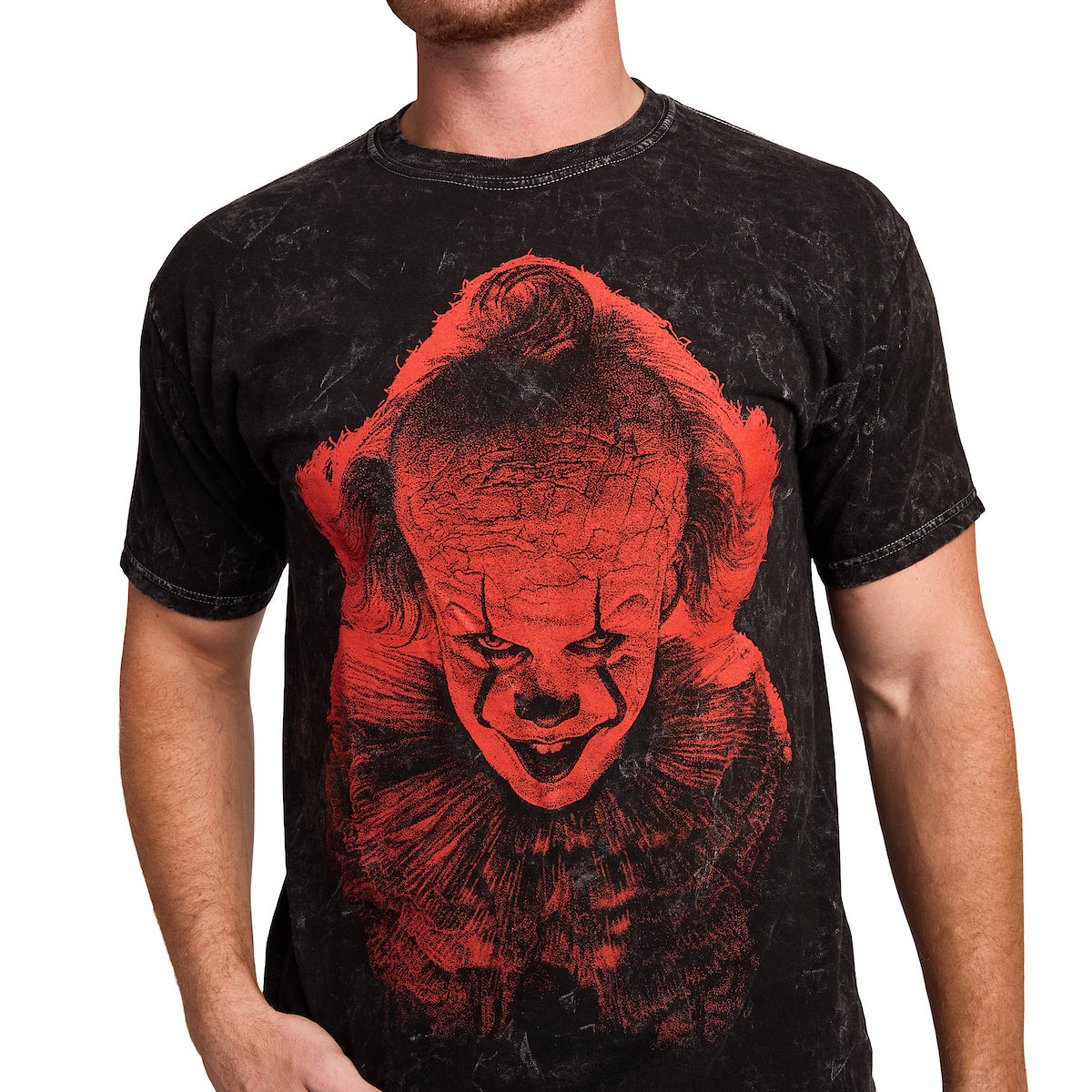 It Chapter 2 Pennywise Adult Black Mineral Wash Crew Neck Short Sleeve T-shirt