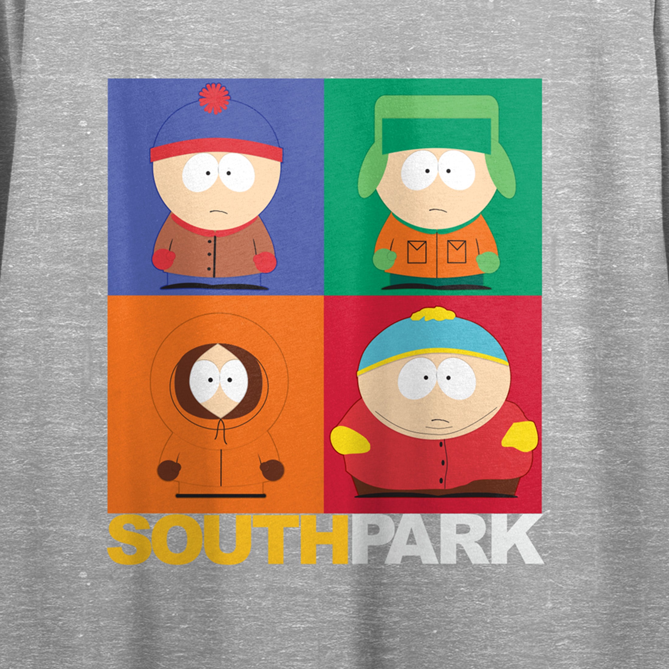 South Park Stacked Character Squares Crew Neck Short Sleeve Athletic Heather Women's Crop Top