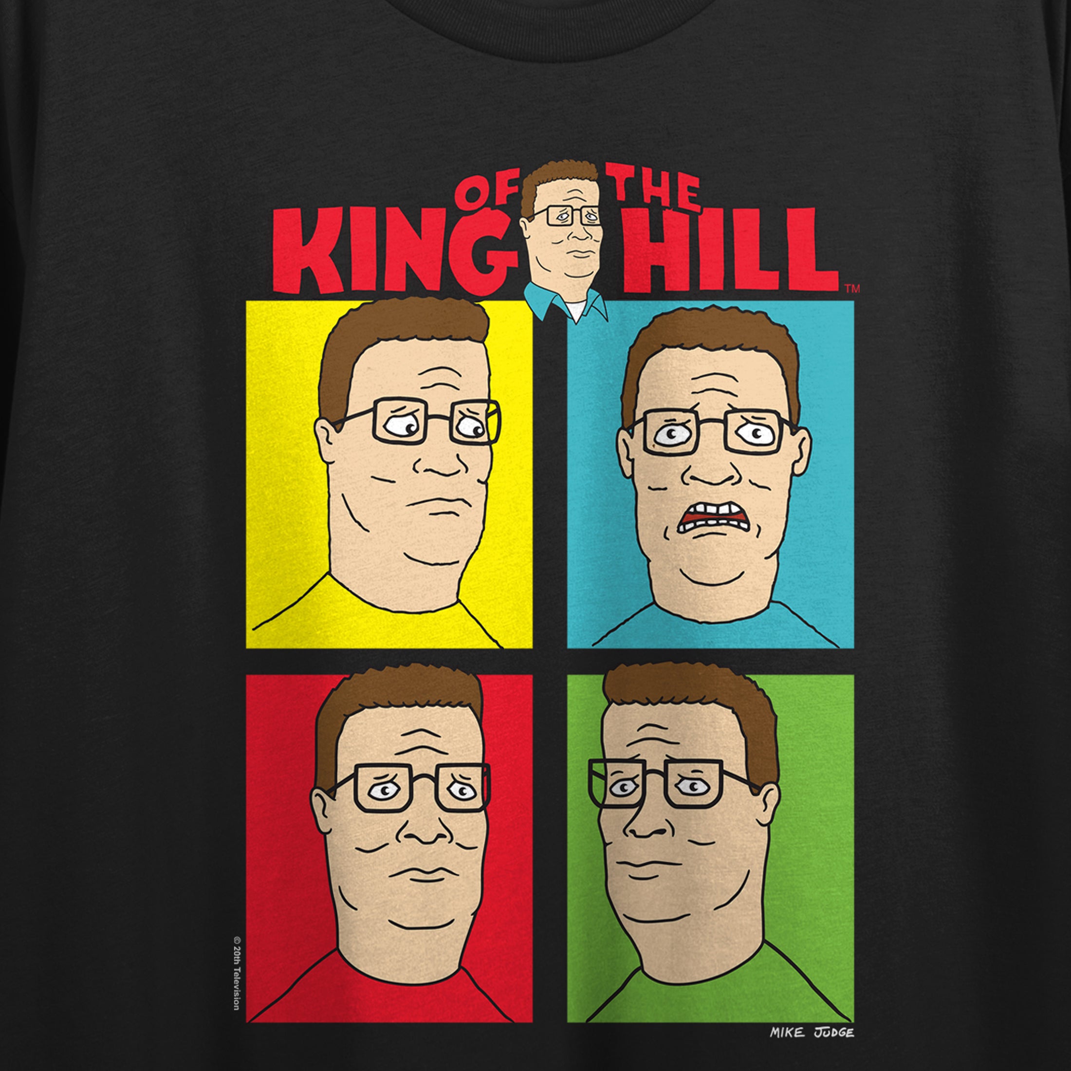 King Of The Hill Hank Hill In Colorful Rectangles Crew Neck Short Sleeve Women's Black Crop Top