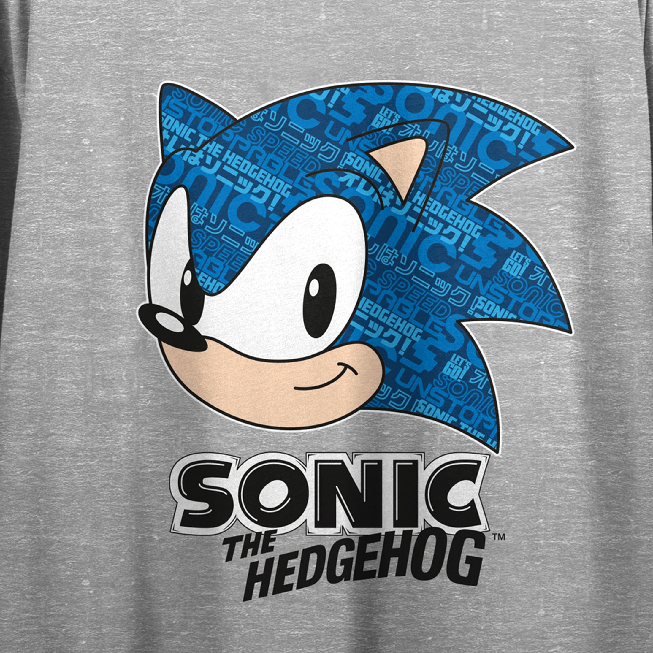 Sonic The Hedgehog Typography Art Crew Neck Short Sleeve Gray Heather Women's Crop Top