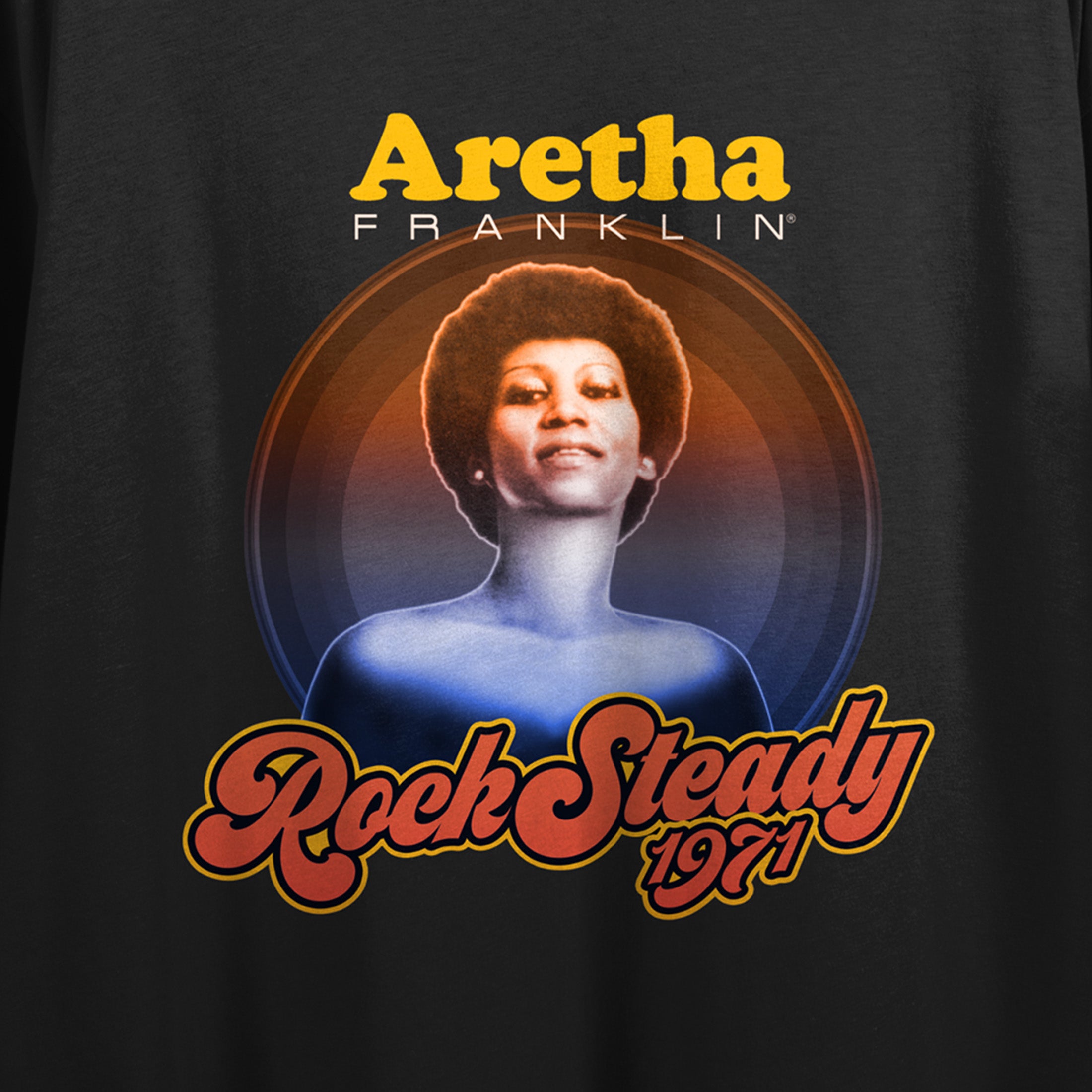Aretha Franklin Rock Steady Women's Black Short Sleeve Crop Tee
