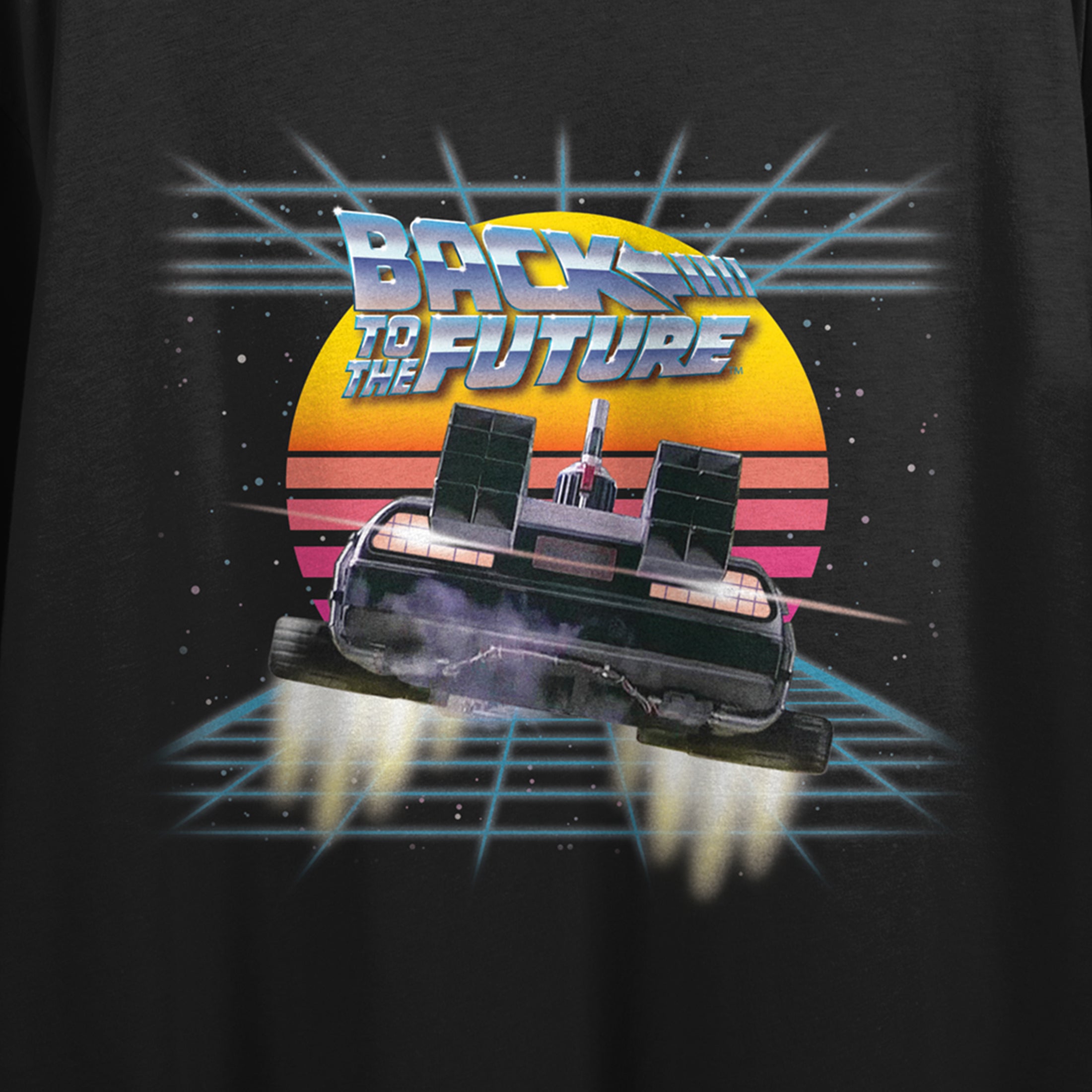 Back To The Future Franchise Futuristic Key Art Female Black Short Sleeve Crop Tee