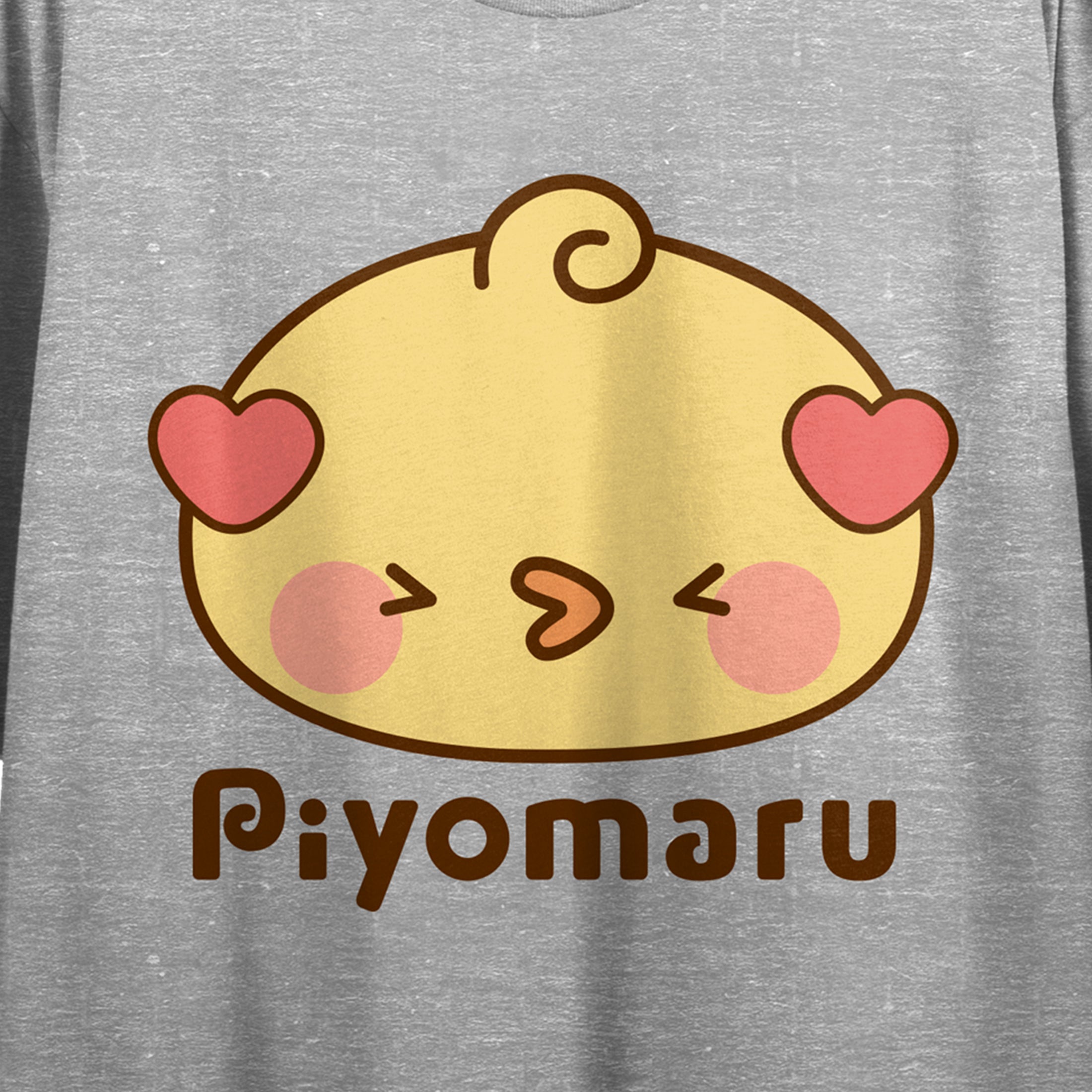 Piyomaru Cute Character Face Crew Neck Short Sleeve Gray Heather Women's Crop Top