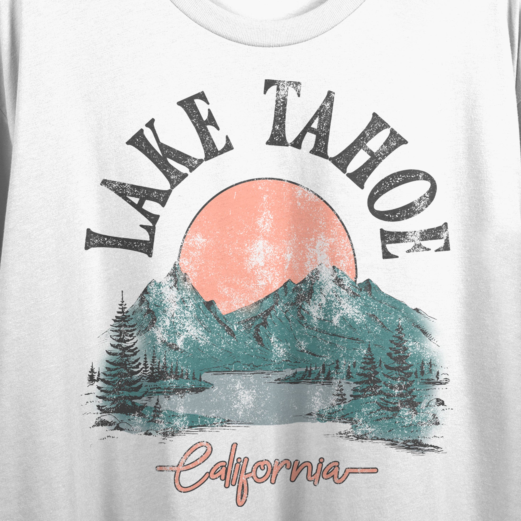 Lake Tahoe California Vintage-Inspired Women's White Cropped Tee