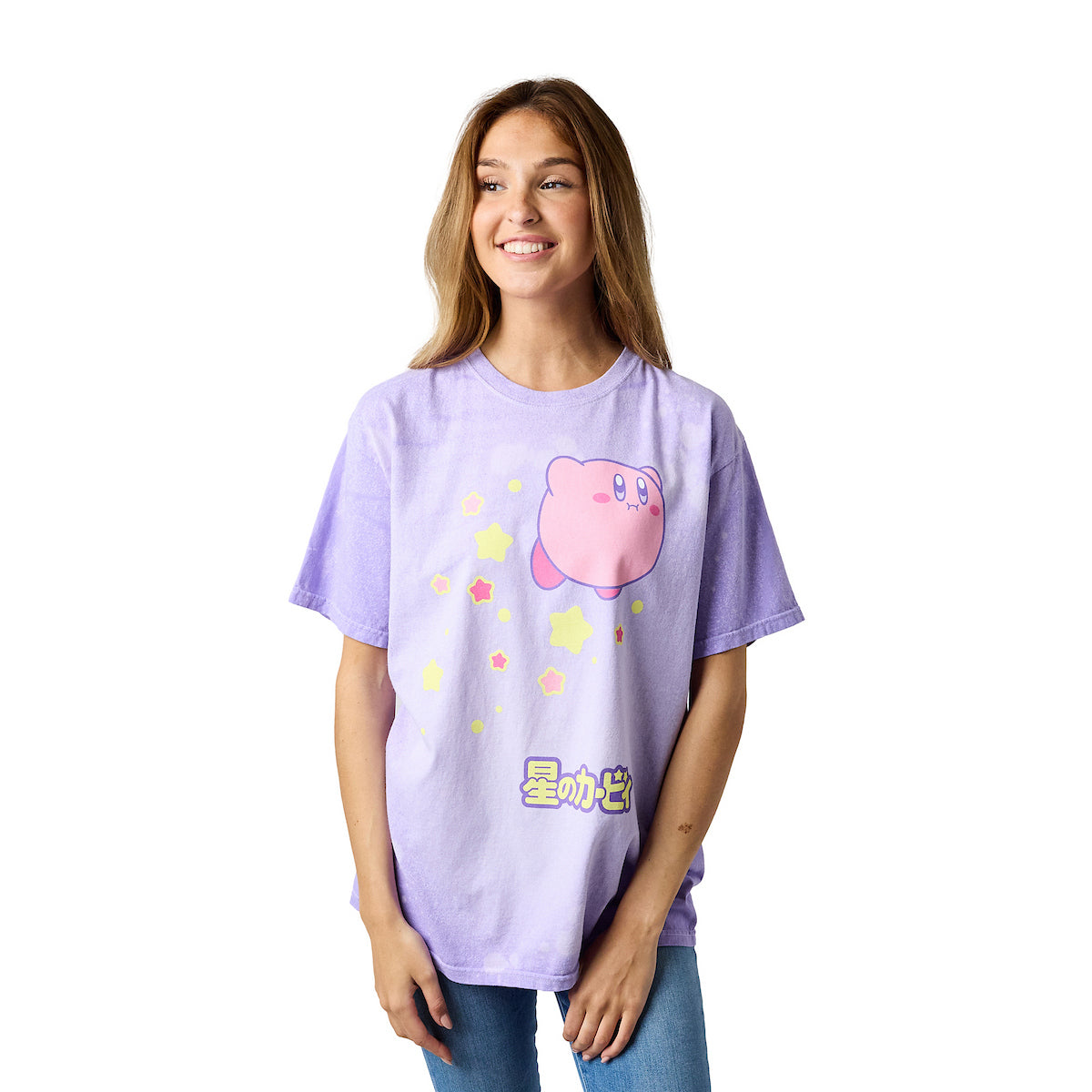 Kirby Stars Floating Women's Purple Crew Neck Short Sleeve T-shirt