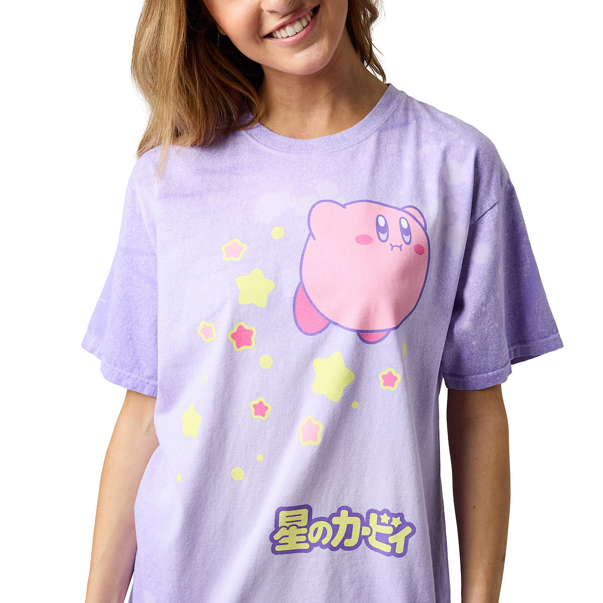 Kirby Stars Floating Women's Purple Crew Neck Short Sleeve T-shirt