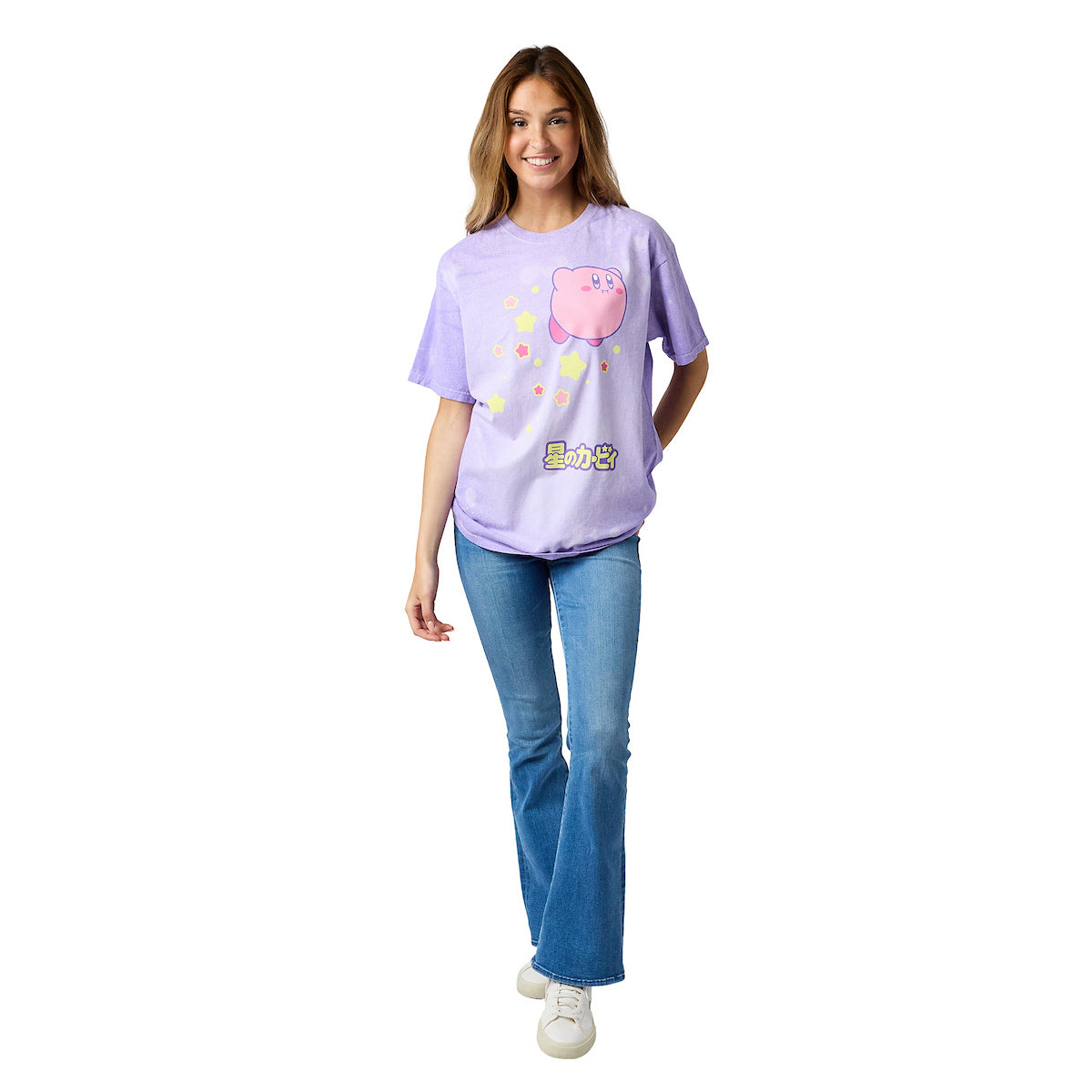 Kirby Stars Floating Women's Purple Crew Neck Short Sleeve T-shirt