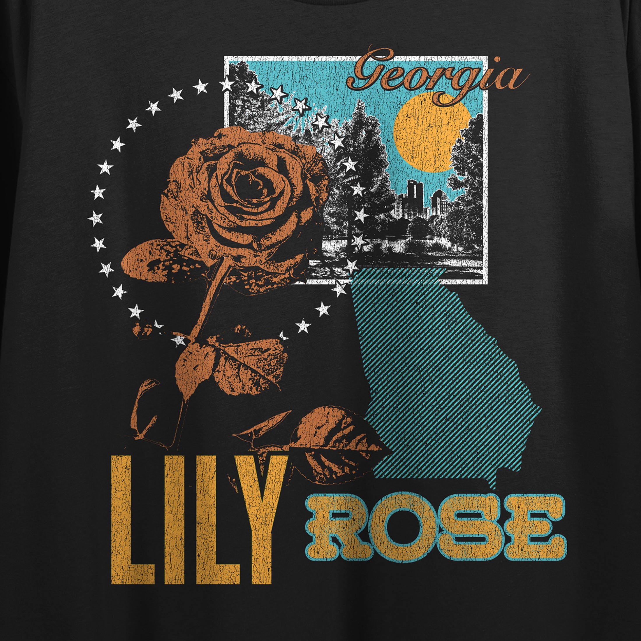 Lily Rose Georgia Rose Crew Neck Short Sleeve Women's Black Crop Top