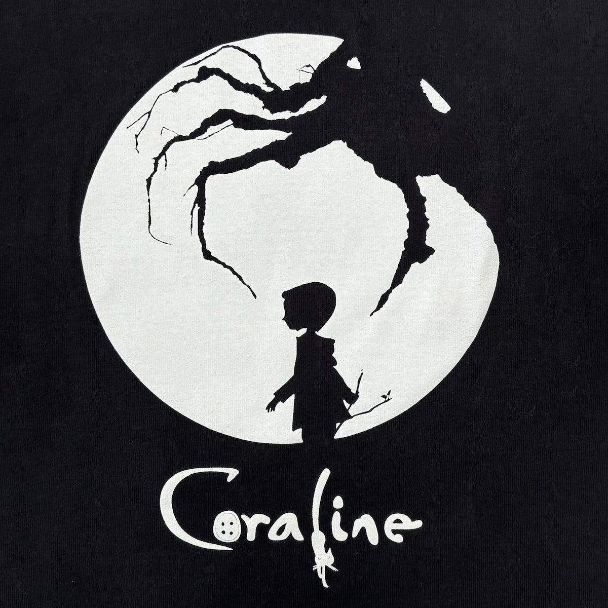 Coraline Full Moon Silhouette Women's Black Crew Neck Short Sleeve Baby Tee