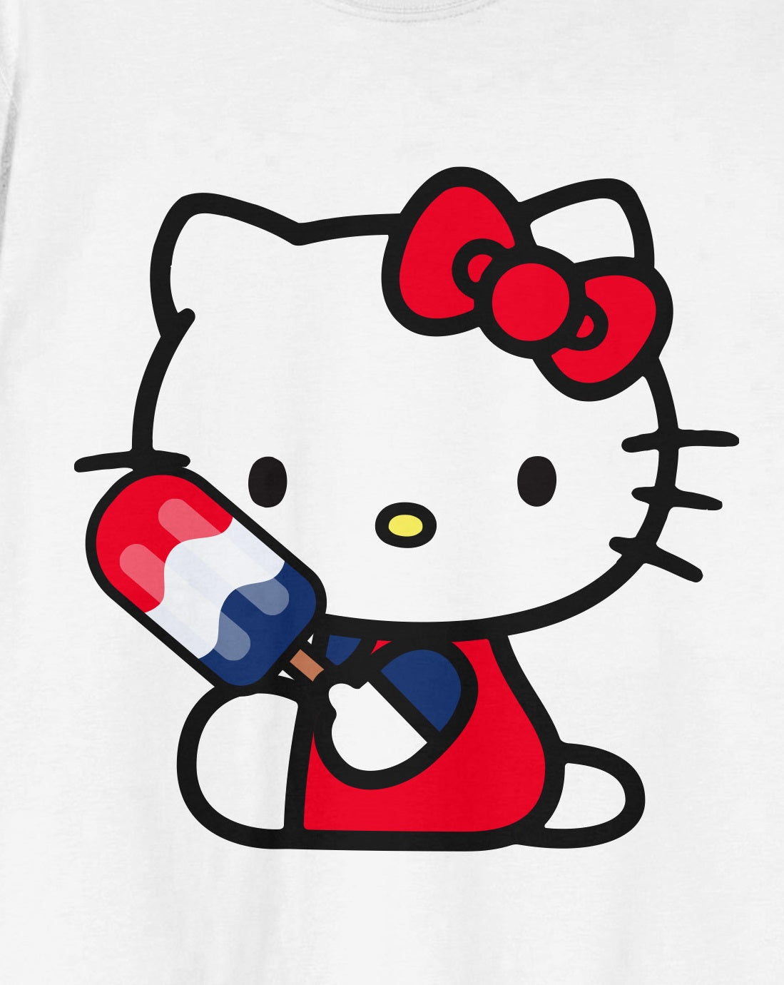 Hello Kitty Patriotic Popsicle Women's White Crew Neck Short Sleeve T-shirt