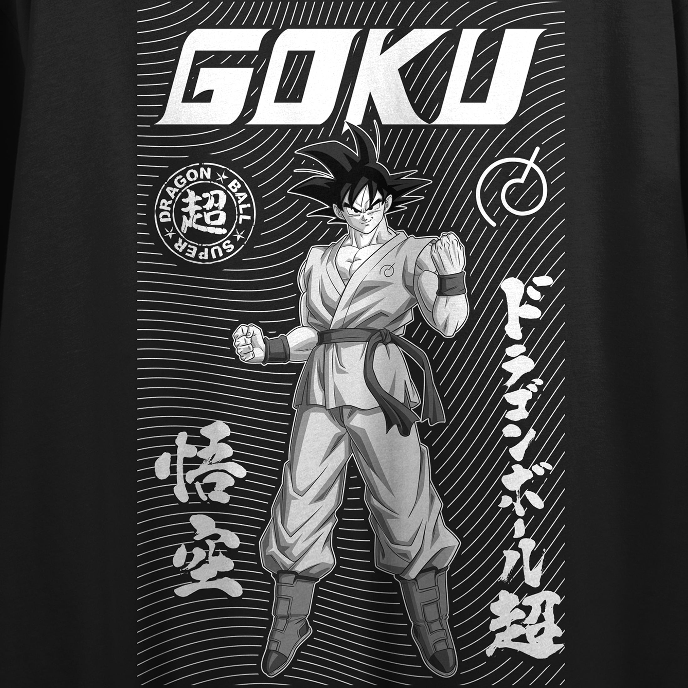 Dragon Ball Super Goku Symbols & Kanji Crew Neck Short Sleeve Women's Black Crop Top
