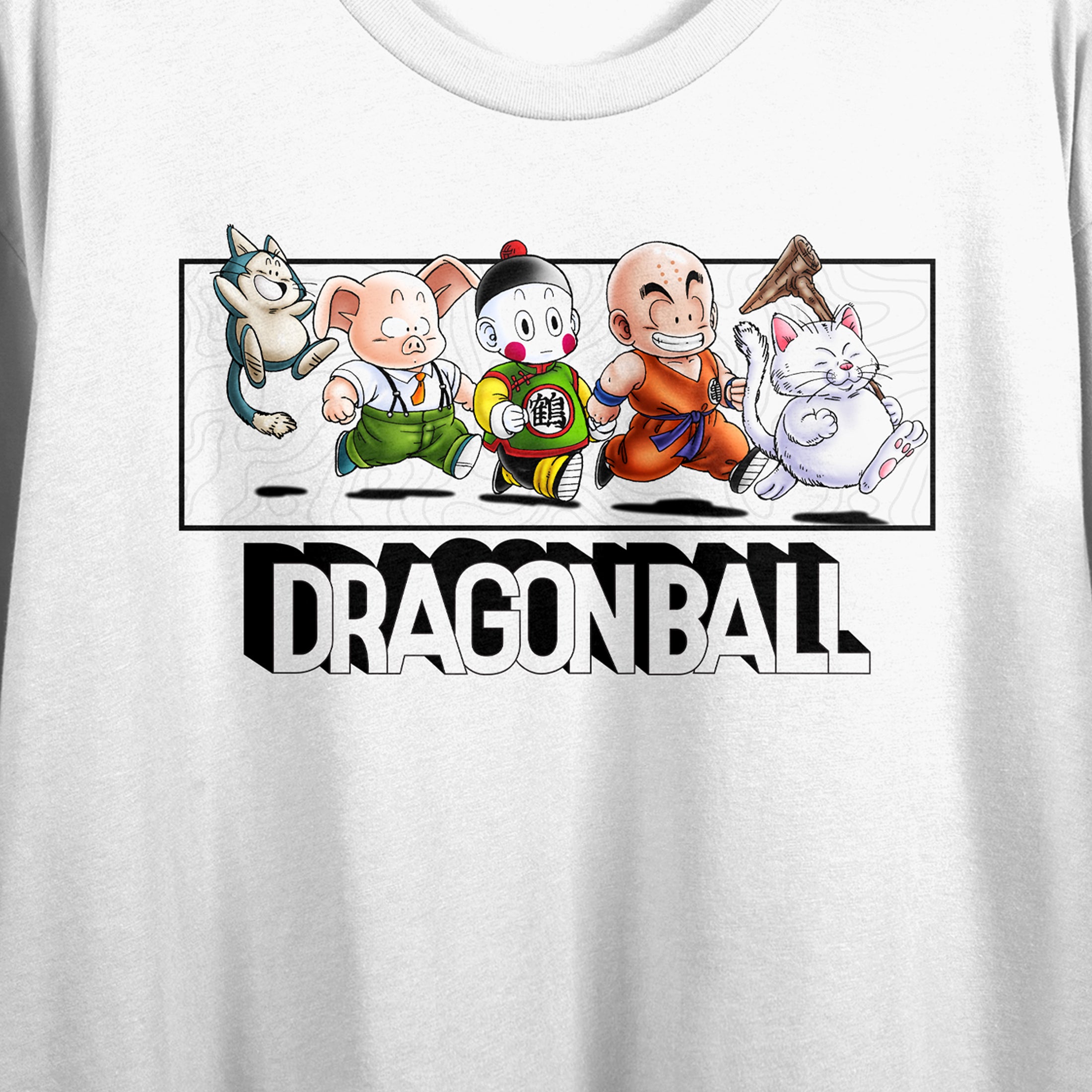 Dragon Ball Characters Walking In Line Crew Neck Short Sleeve Women's White Crop Top