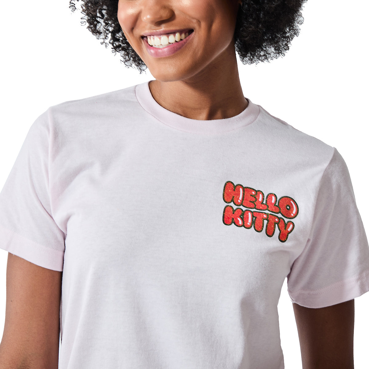 Hello Kitty Happy Kiss Day Valentine Photo Art Women's Cradle Pink Crew Neck Short Sleeve T-shirt