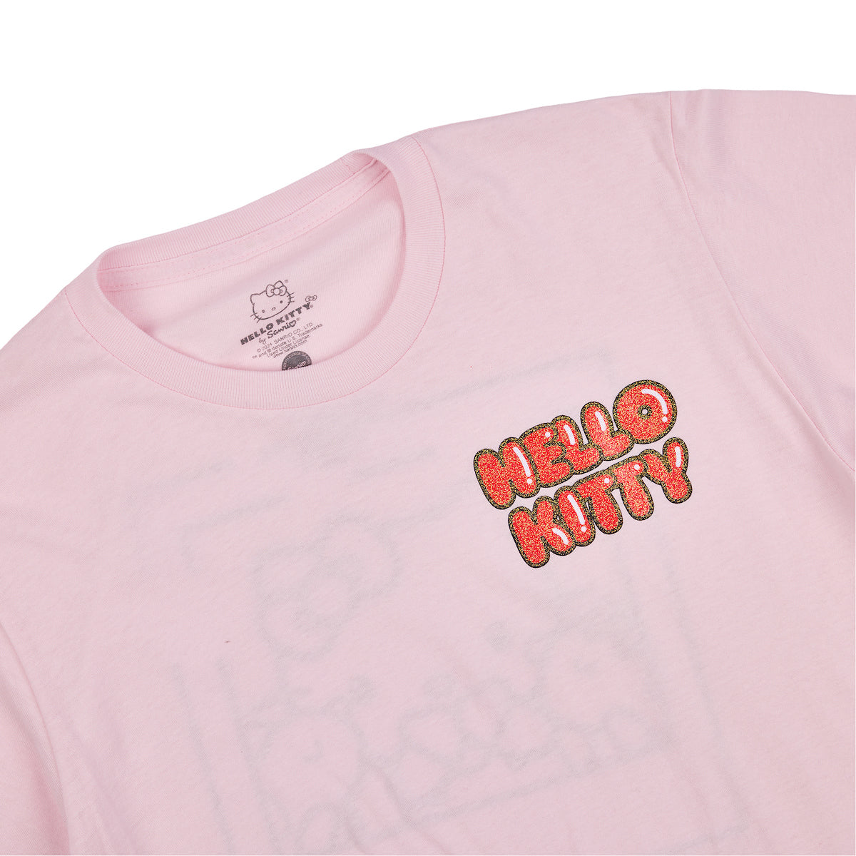 Hello Kitty Happy Kiss Day Valentine Photo Art Women's Cradle Pink Crew Neck Short Sleeve T-shirt