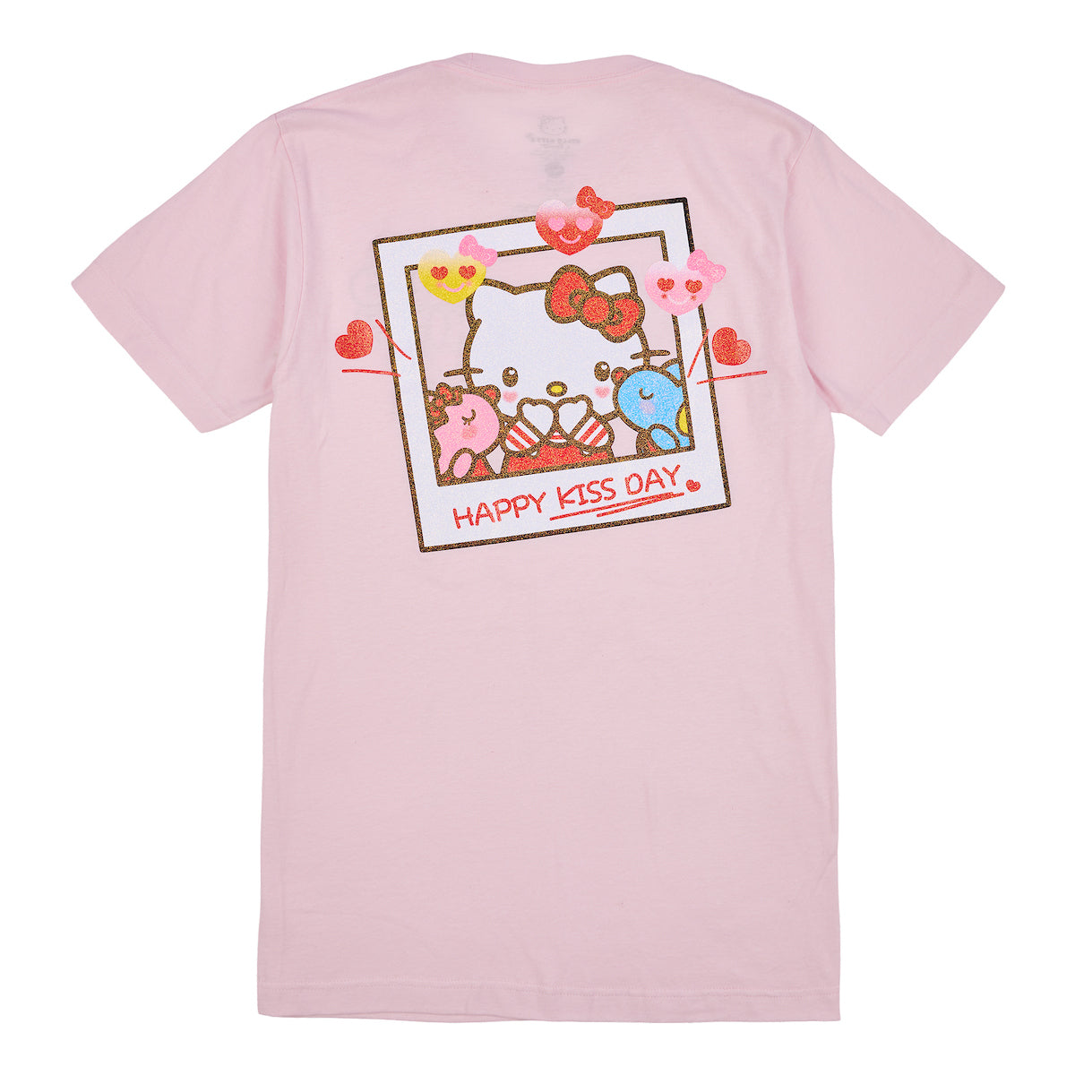 Hello Kitty Happy Kiss Day Valentine Photo Art Women's Cradle Pink Crew Neck Short Sleeve T-shirt