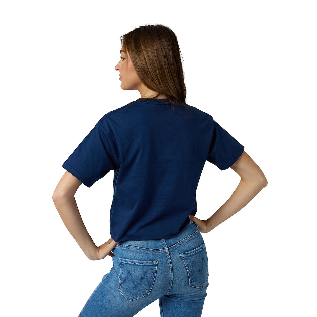 Los Angeles California Women's Navy V-Neck Short Sleeve Cropped Tee