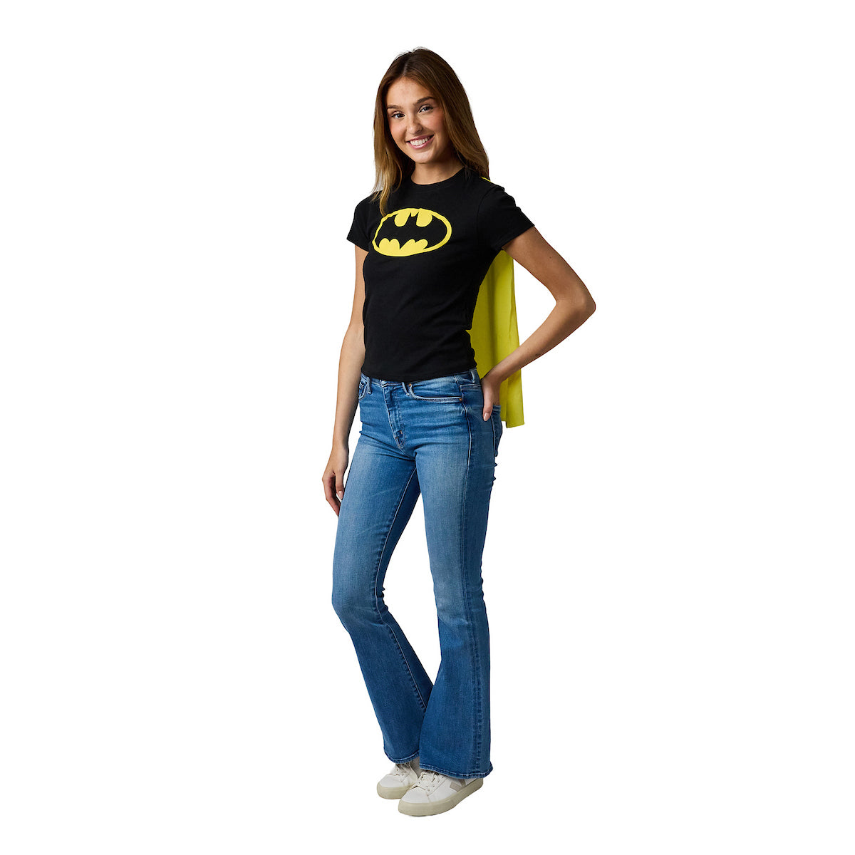 DC Comics Batman Women's Black Crew Neck Short Sleeve Caped Tee