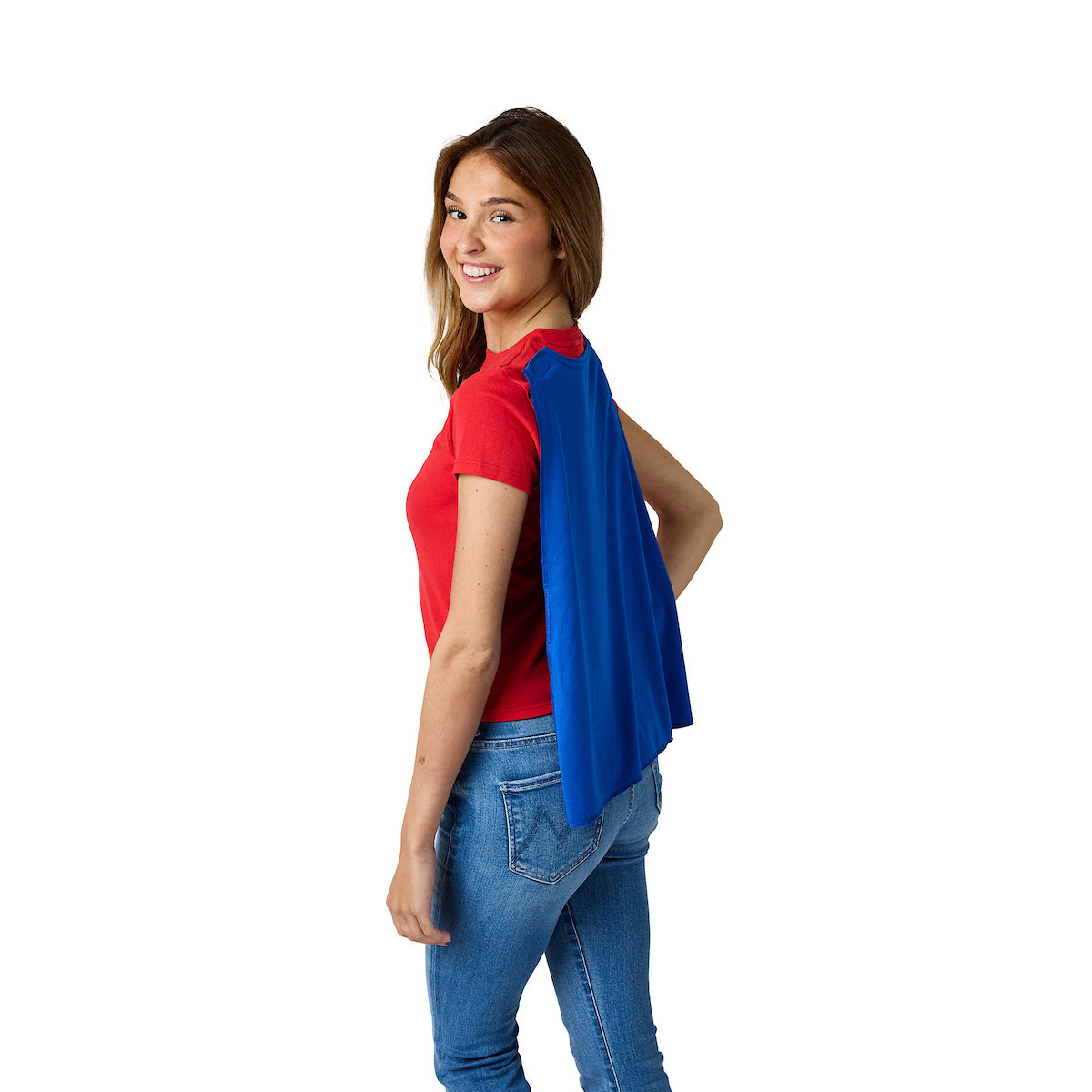 DC Comics Wonder Woman Women's Red Crew Neck Short Sleeve Caped Tee