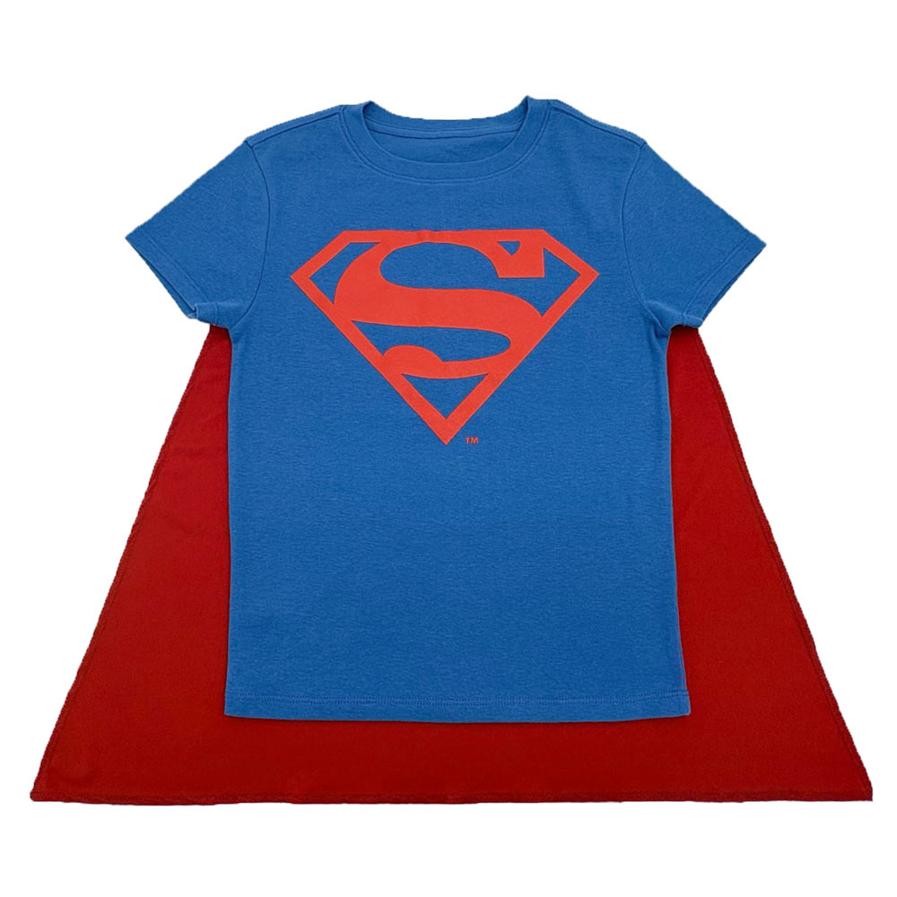 DC Comics Superman Women's Blue Crew Neck Short Sleeve Caped Tee