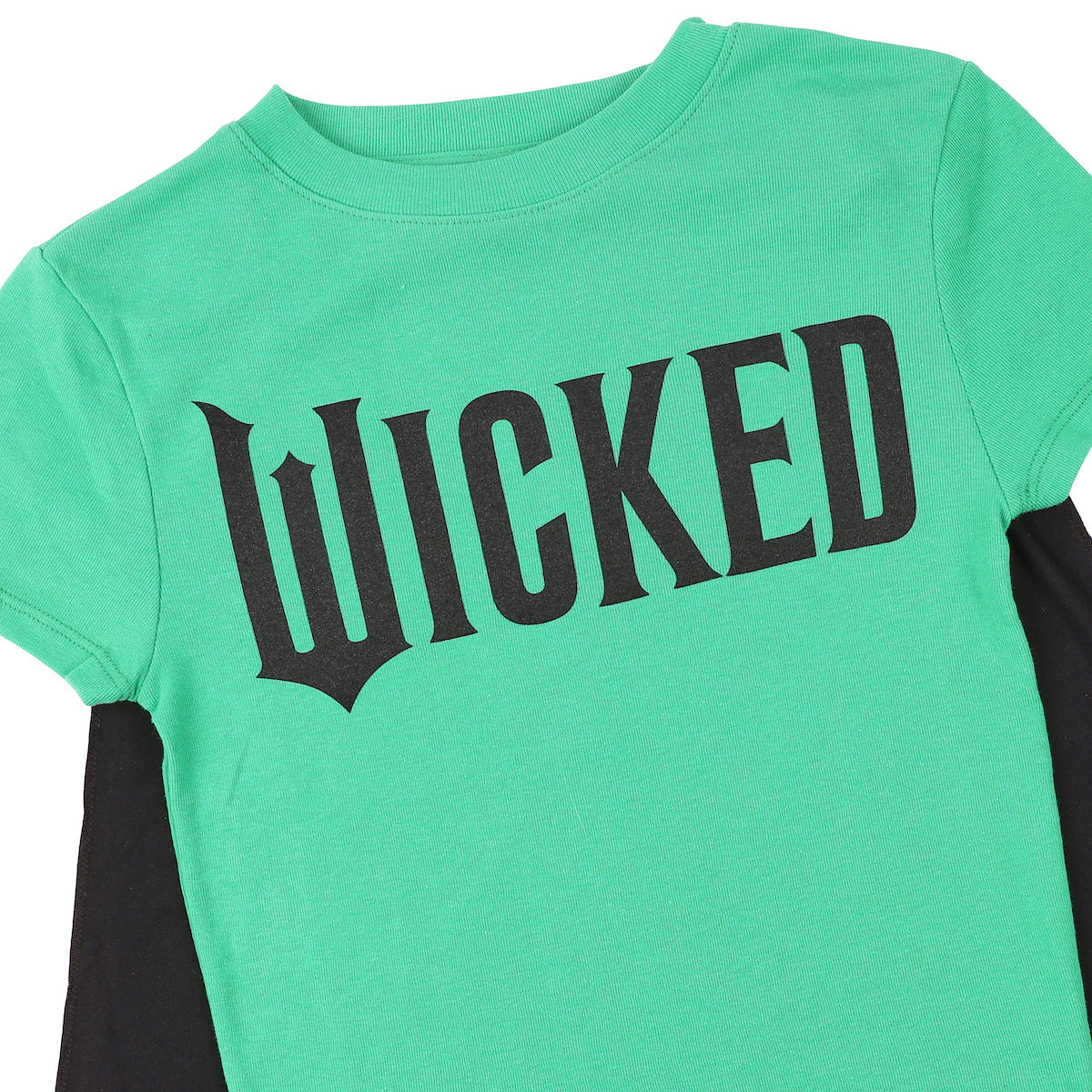 Wicked Logo Junior's Green Crew Neck Short Sleeve Caped Tee