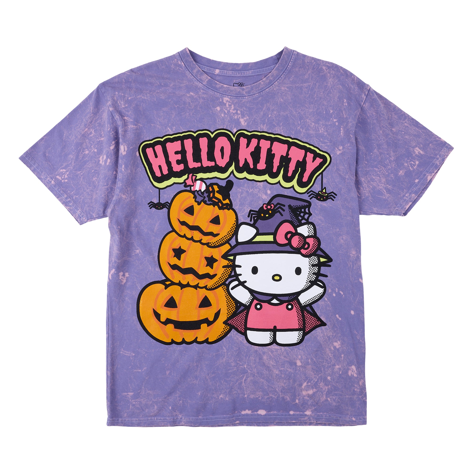 Hello Kitty Halloween Spiders and Witch Pumpkins on Mineral Wash Purple