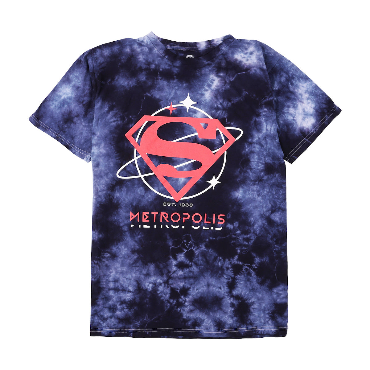 Superman Logo Metropolis Women's Navy Mineral Wash Crew Neck Short Sleeve T-shirt