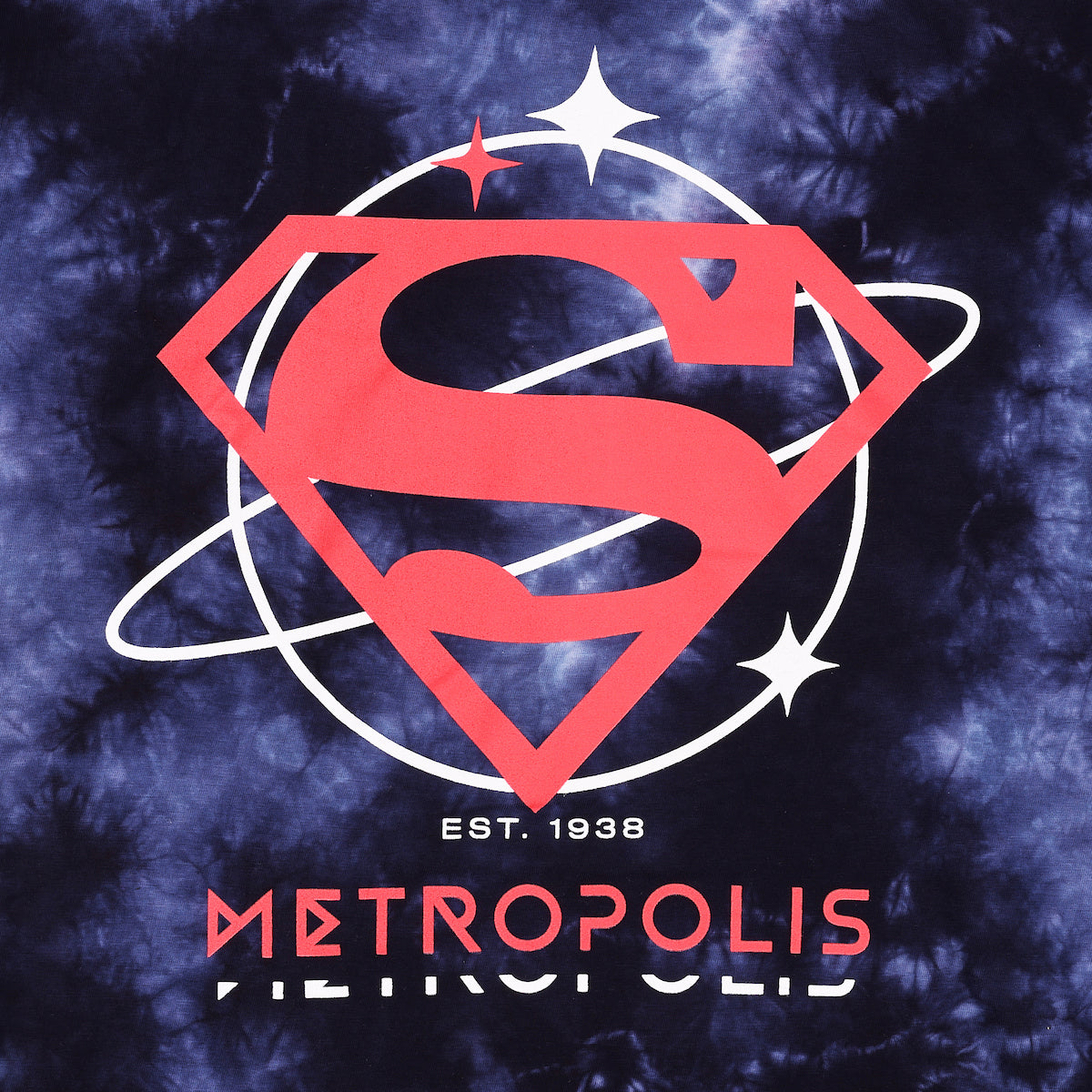 Superman Logo Metropolis Women's Navy Mineral Wash Crew Neck Short Sleeve T-shirt