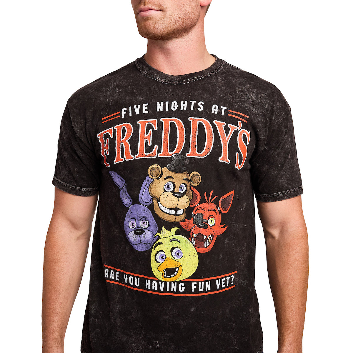 Five Nights At Freddy's Having Fun Yet Adult Black Mineral Wash Crew Neck Short Sleeve Unisex T-shirt