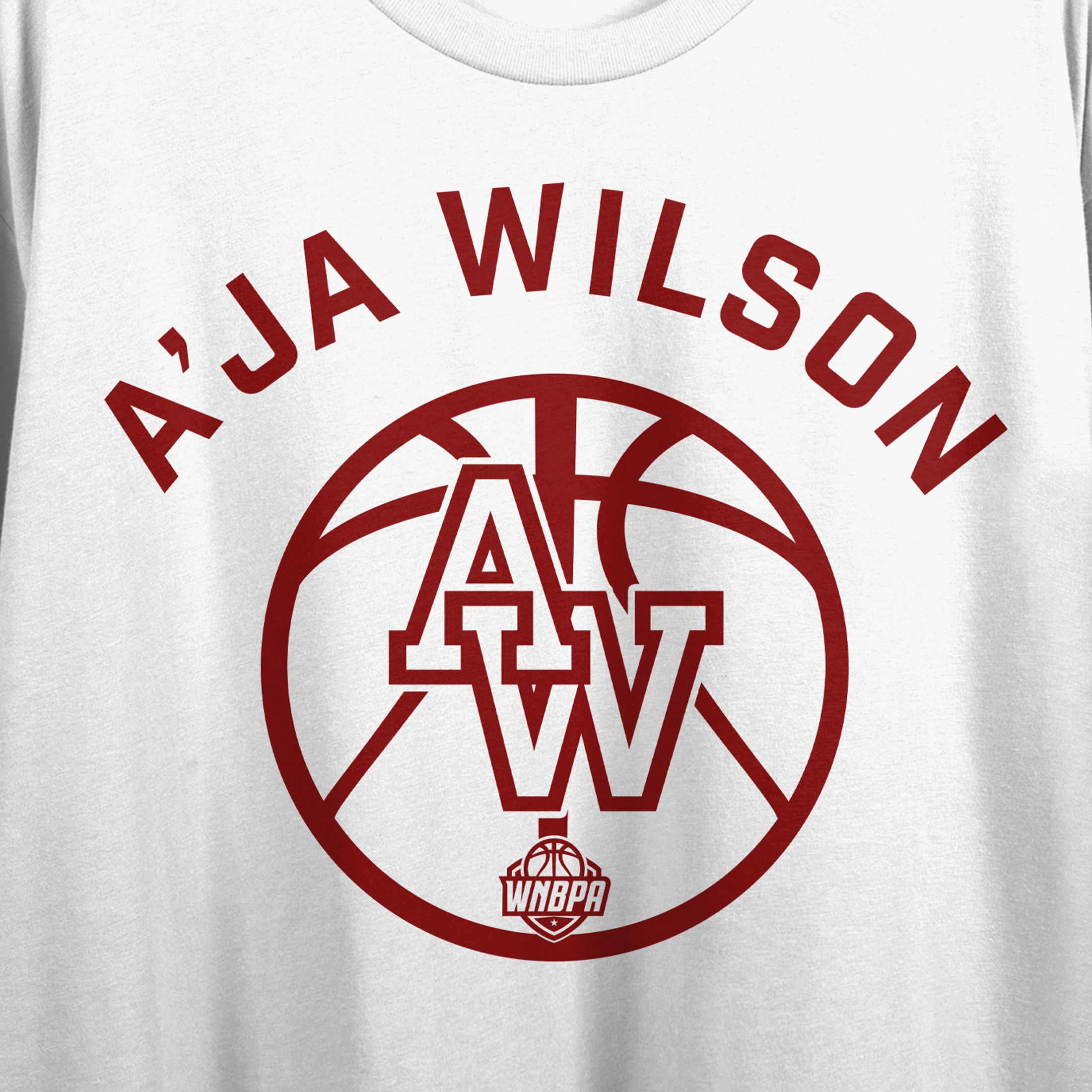 WNBPA A'ja Wilson Women's White Crew Neck Short Sleeve Crop Top