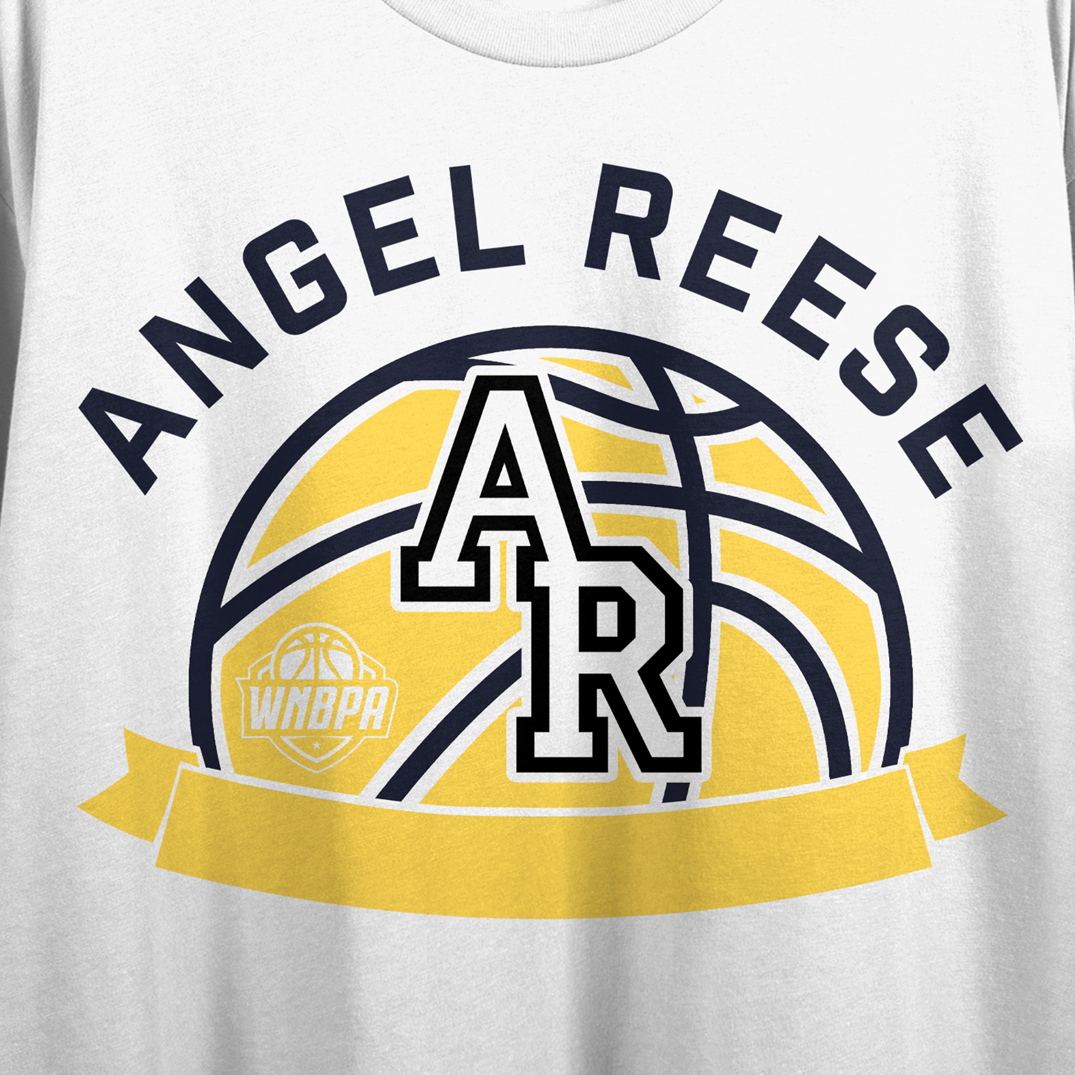 WNBPA Angel Reese AR Basketball Women's White Crew Neck Short Sleeve Crop Top