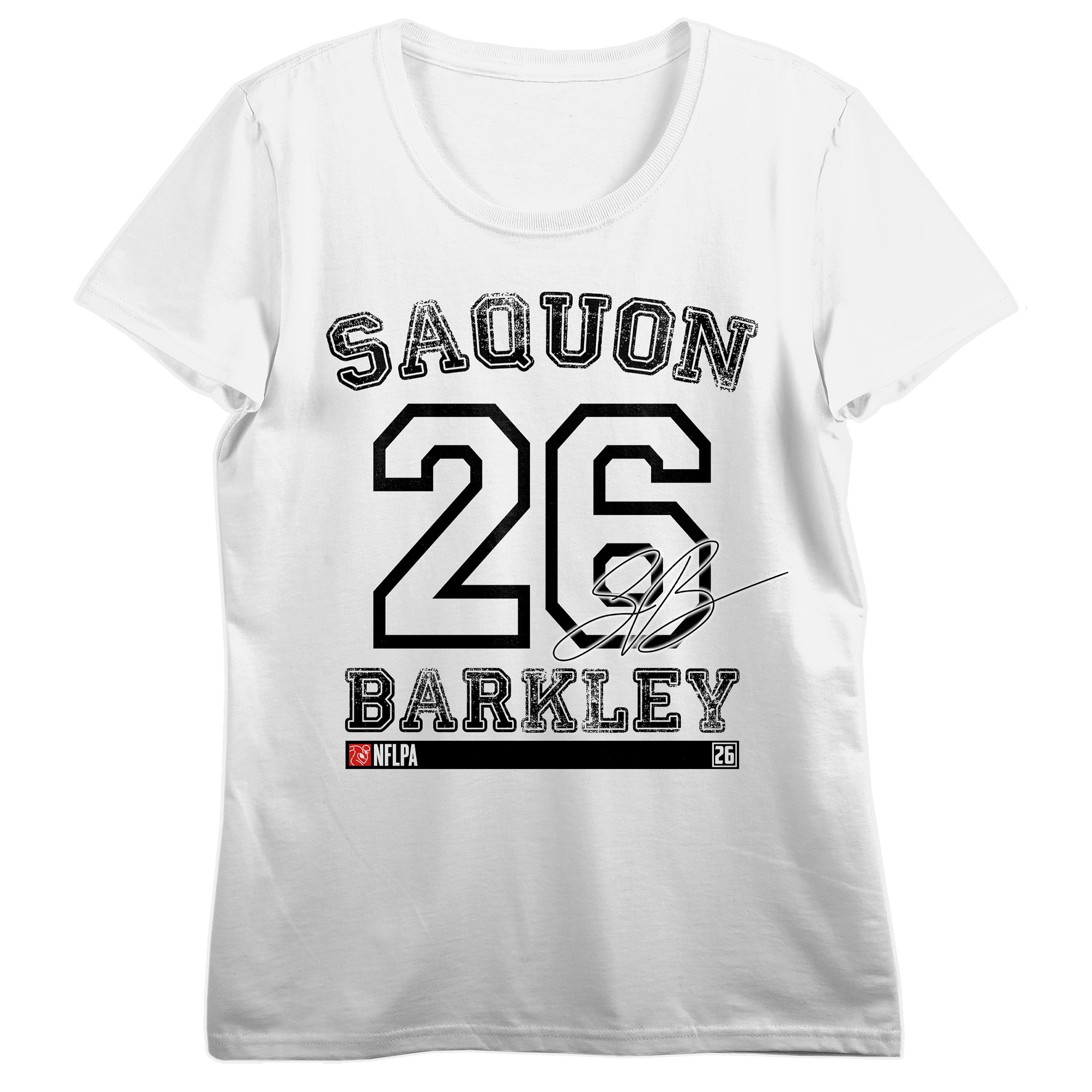 NFLPA Saquon Barkley 26 Women's White Crew Neck Short Sleeve T-shirt