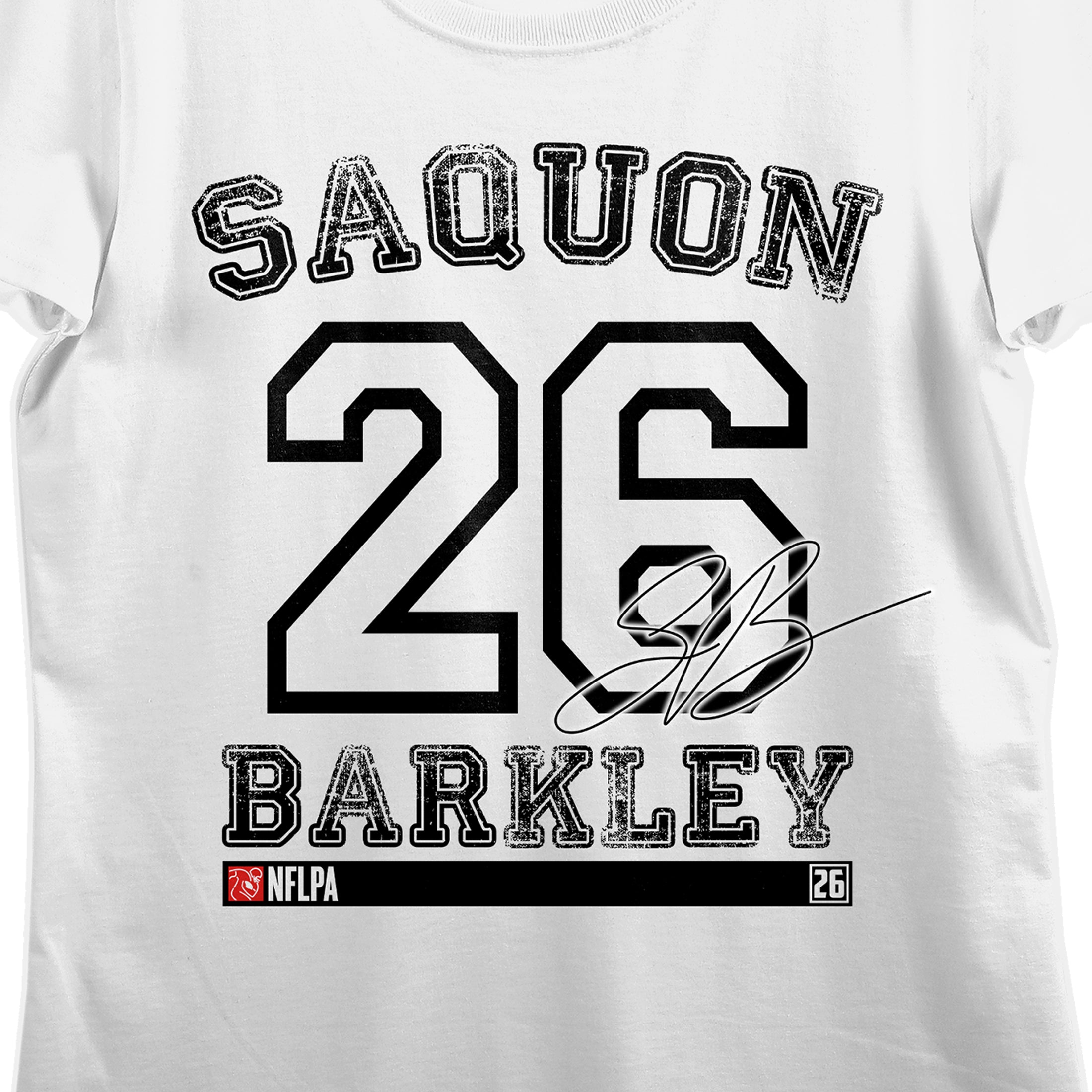 NFLPA Saquon Barkley 26 Women's White Crew Neck Short Sleeve T-shirt