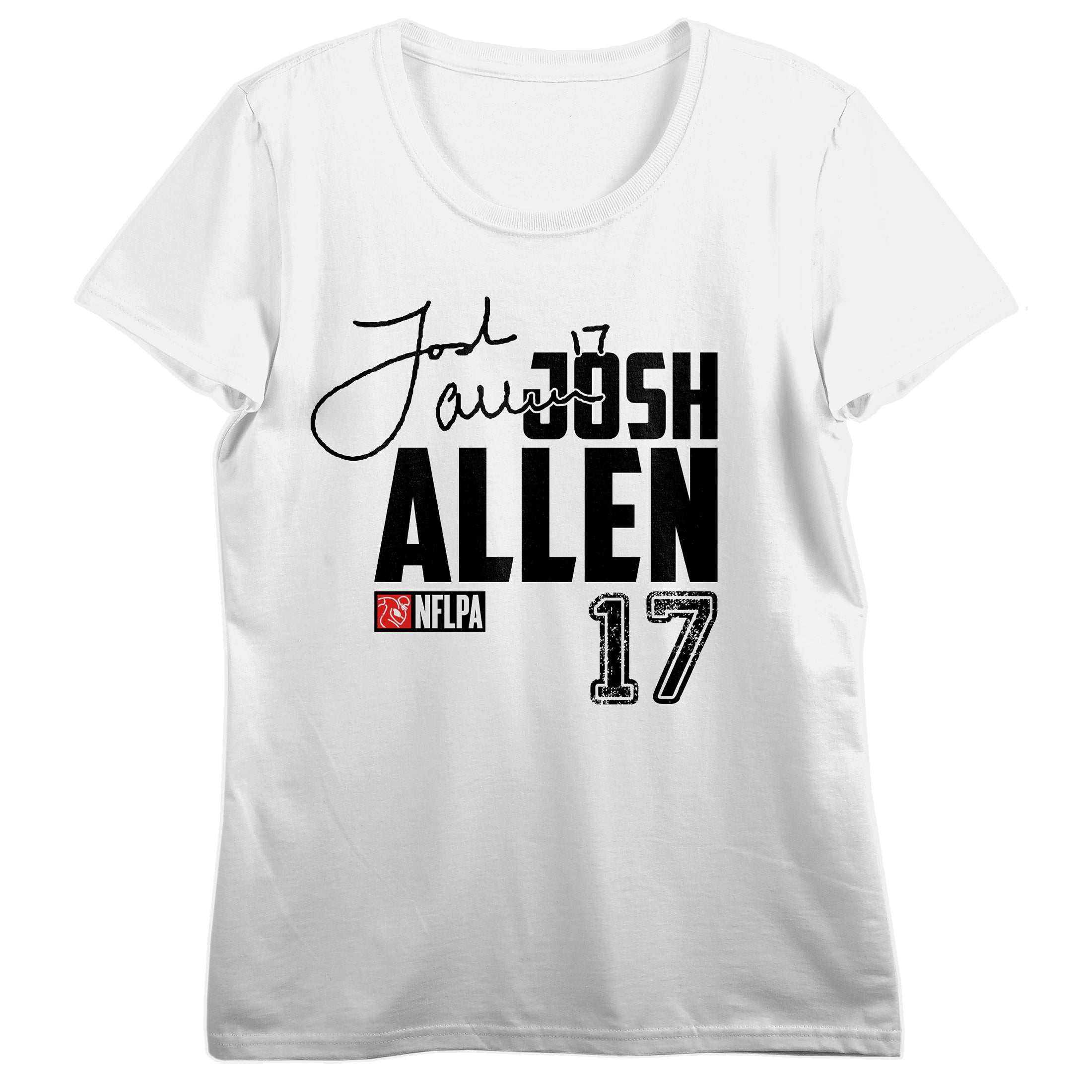 NFLPA J. Allen 17 Women's White Crew Neck Short Sleeve T-shirt