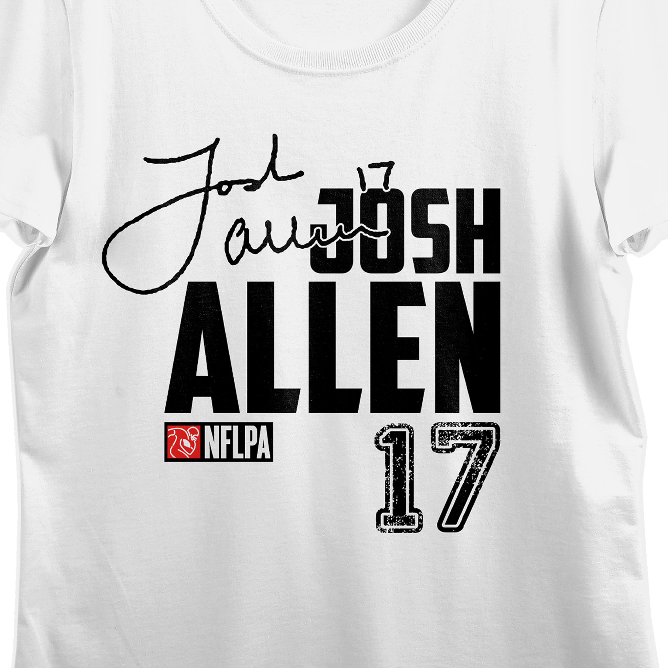 NFLPA J. Allen 17 Women's White Crew Neck Short Sleeve T-shirt