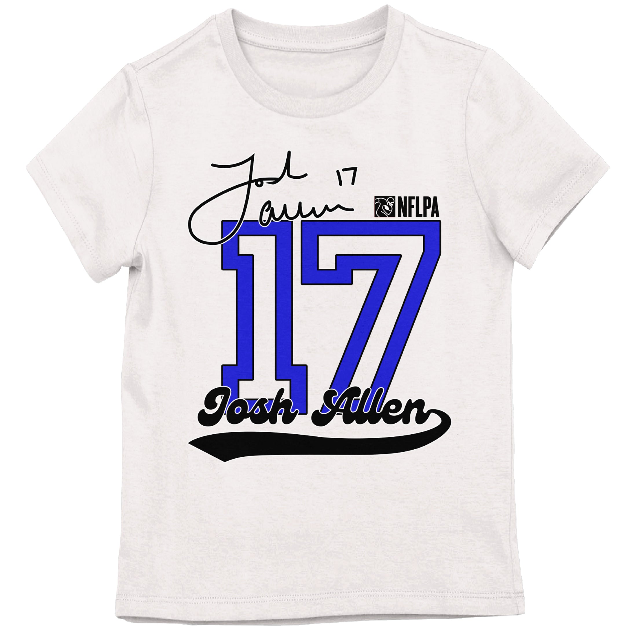 NFLPA Josh Allen 17 Girl's White Crew Neck Short Sleeve T-shirt