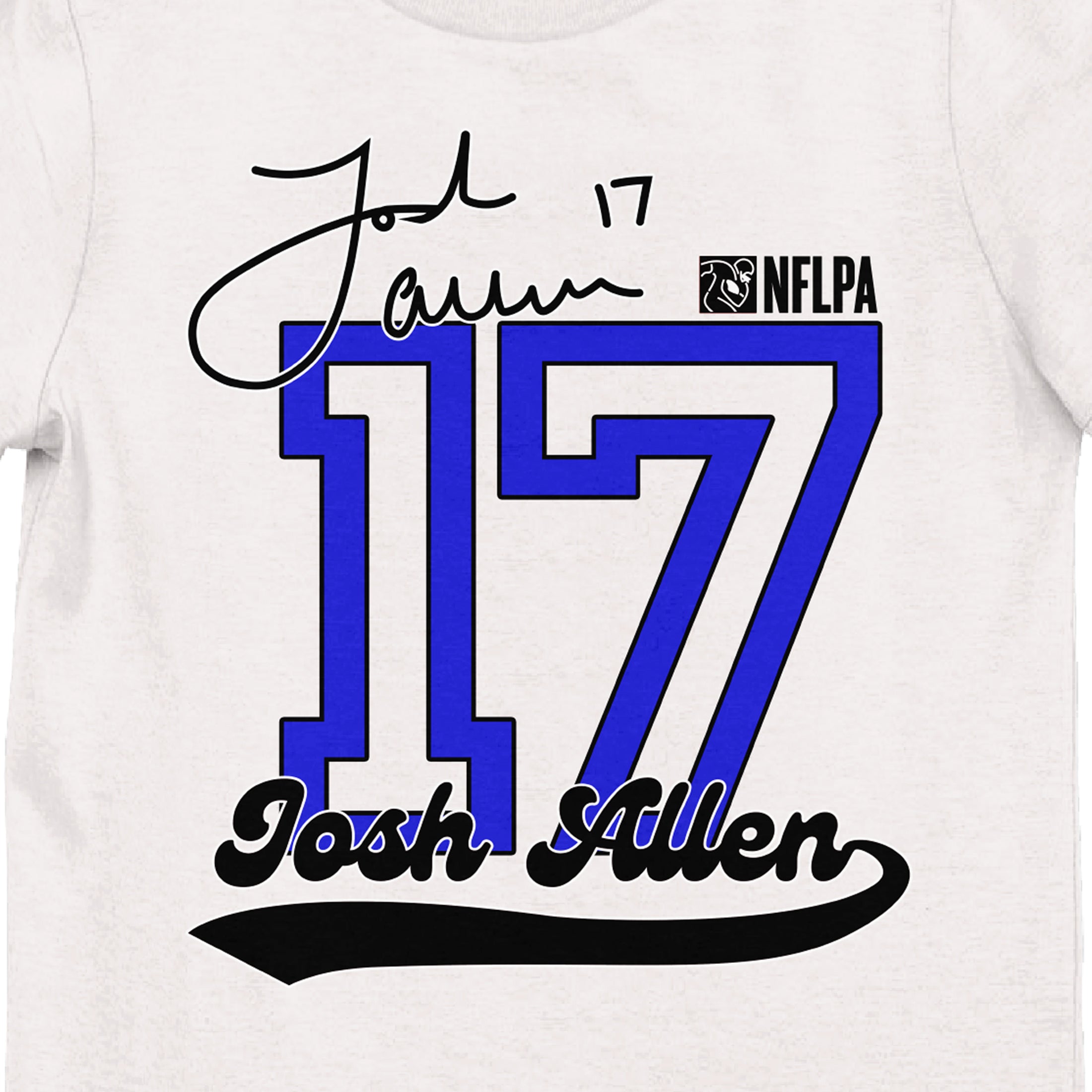 NFLPA Josh Allen 17 Girl's White Crew Neck Short Sleeve T-shirt