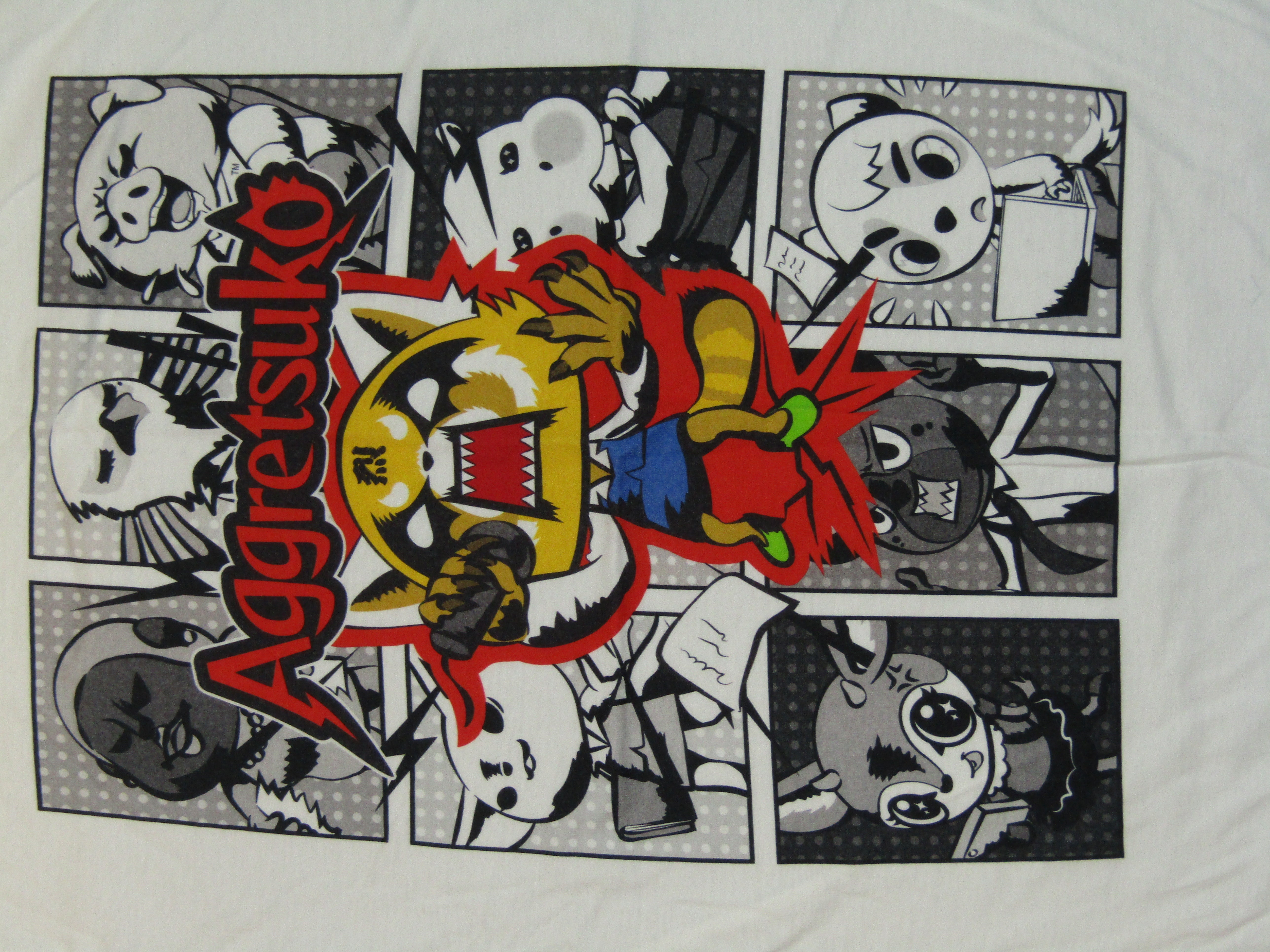 Aggretsuko Grid Anime Cartoon Mens White Graphic Tee Shirt