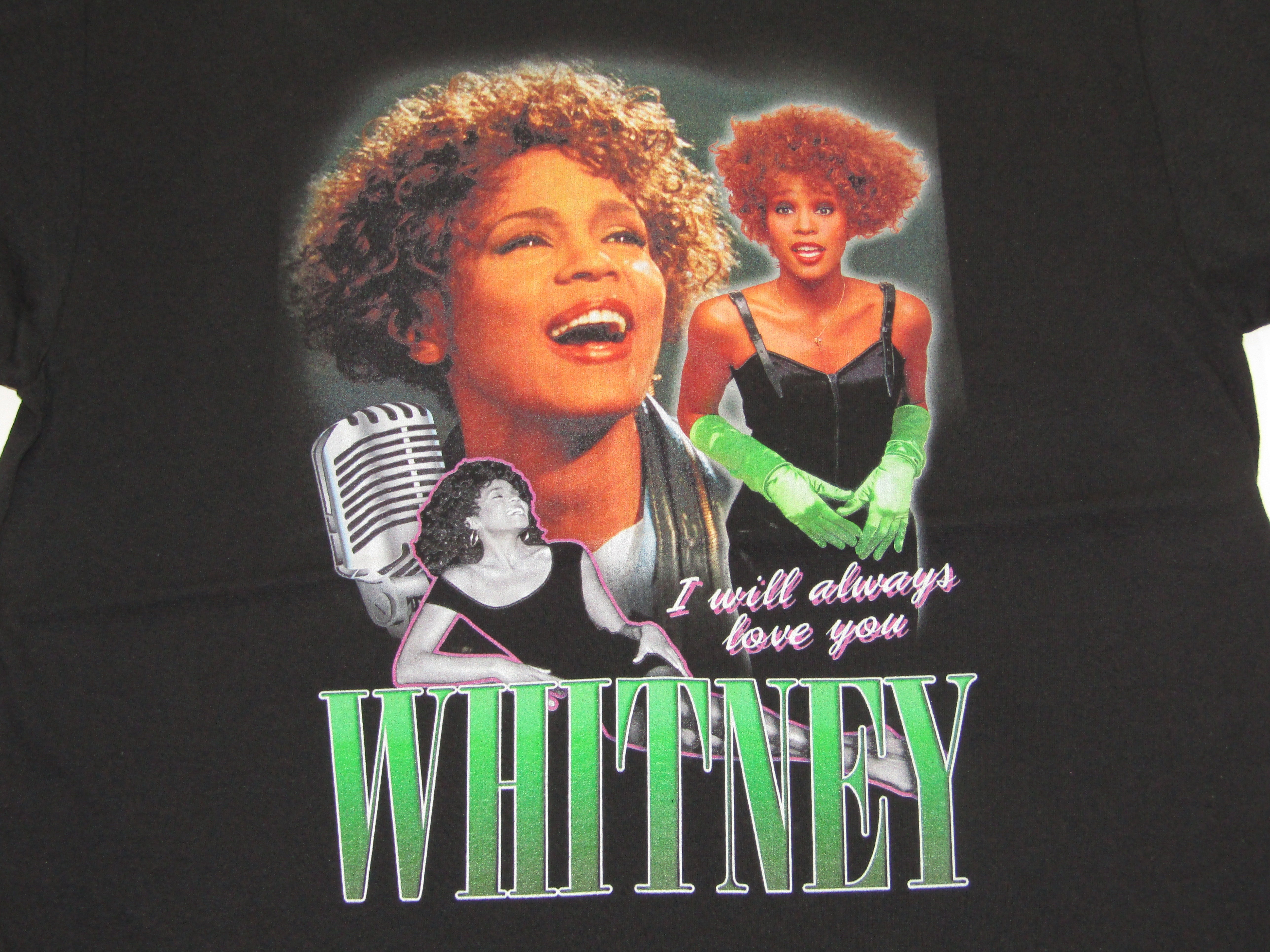 Whitney Houston I Will Always Love You Screen Print Men's Black T-shirt