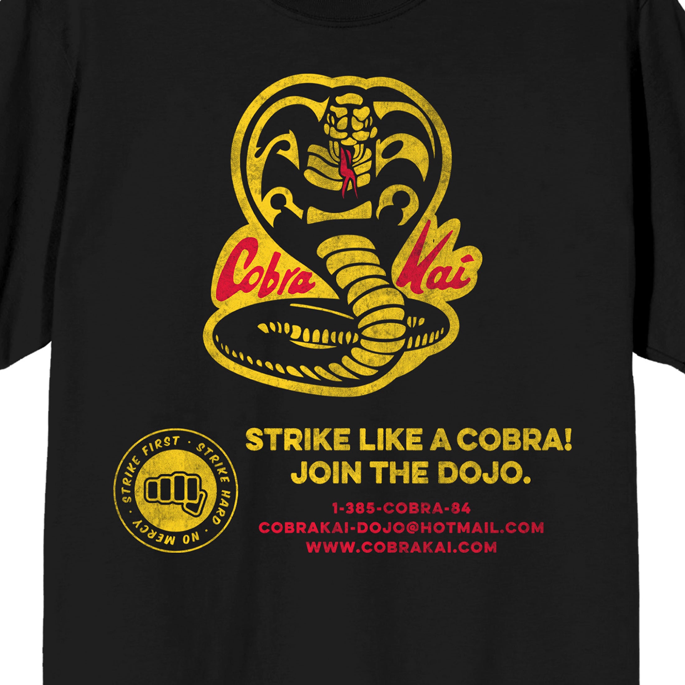 Cobra Kai Motto And Sign Up Info Crew Neck Men's Black T-shirt