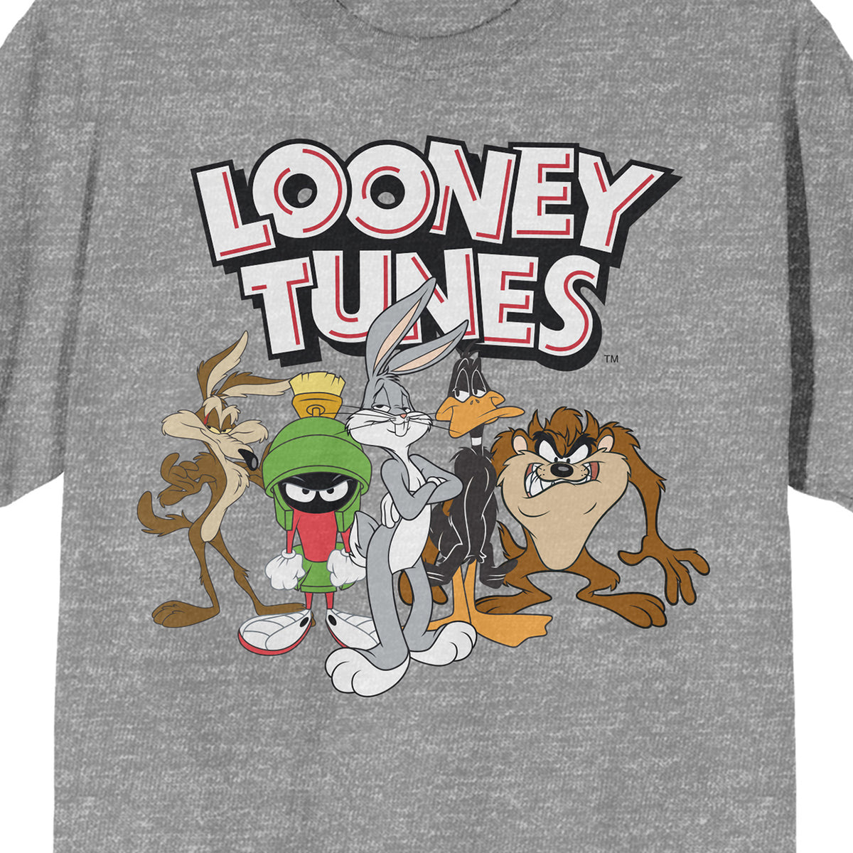 Looney Tunes Character Group With Logo Crew Neck Short Sleeve Athletic Heather Men's T-shirt