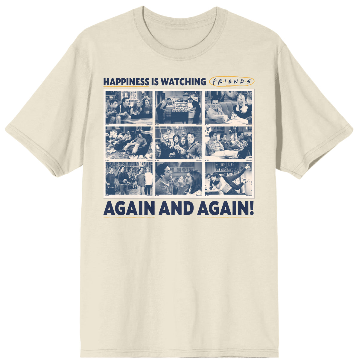 Friends Happiness is Watching Friends Again Natural T-Shirt