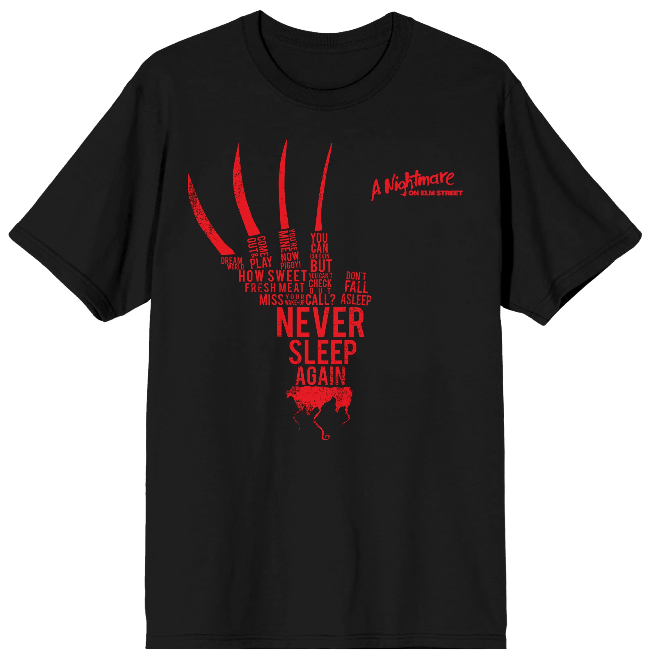 Men's Black Freddy Krueger Never Sleep Again T-shirt